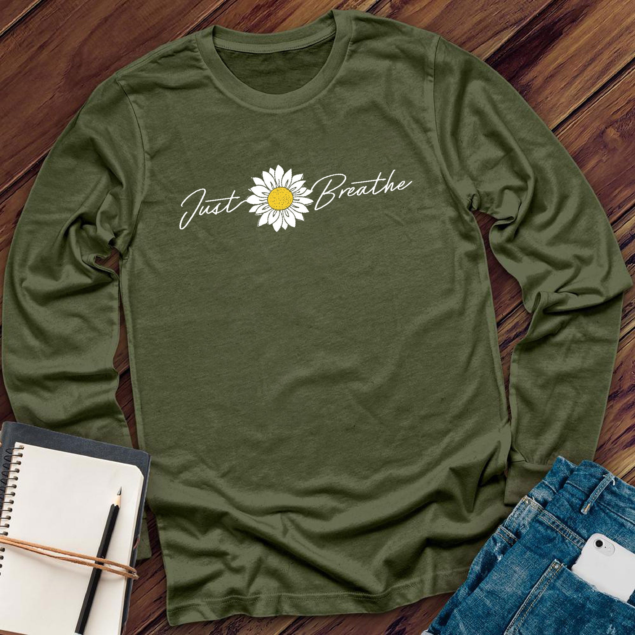 Just Breathe Flower Long Sleeve - Love Tees