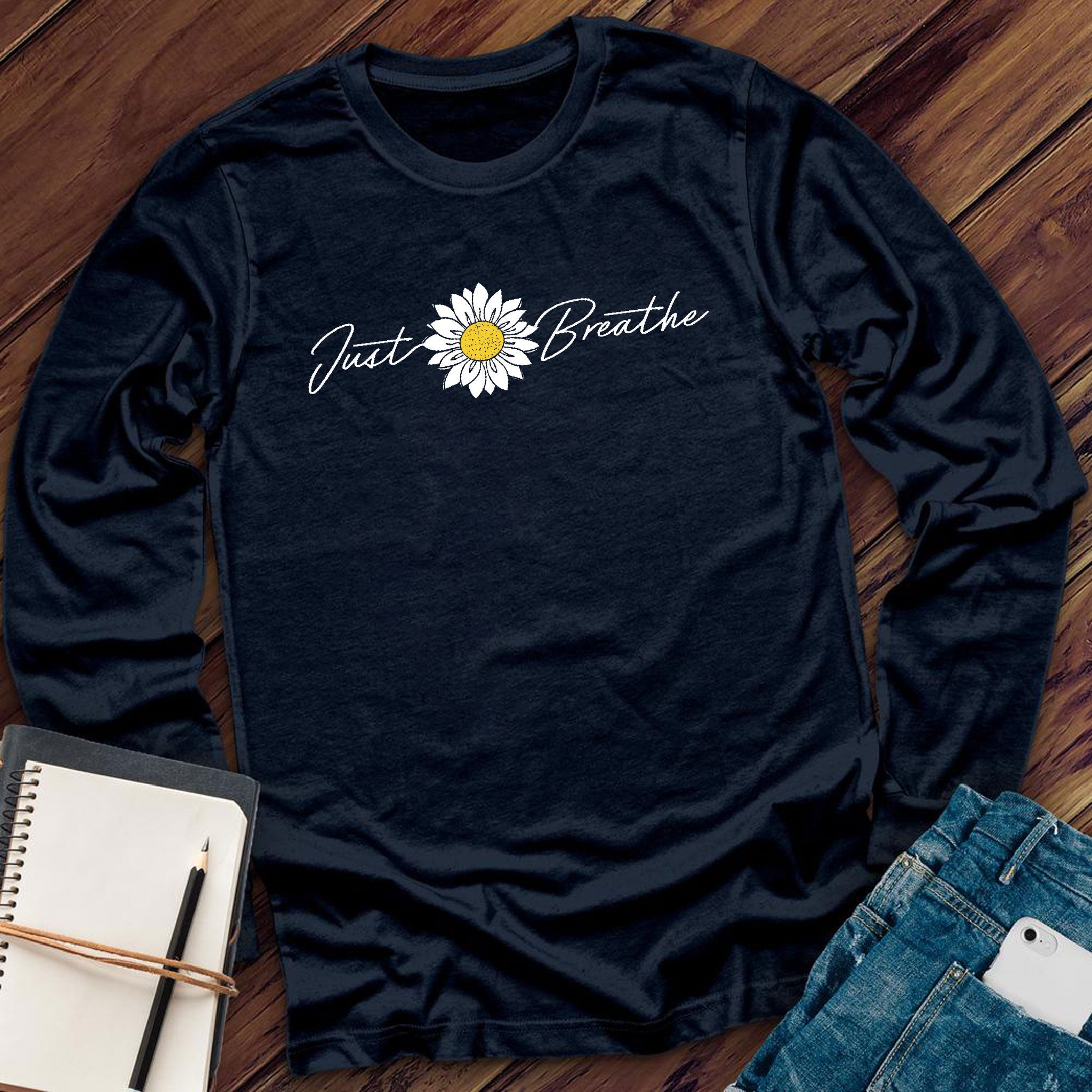 Just Breathe Flower Long Sleeve - Love Tees