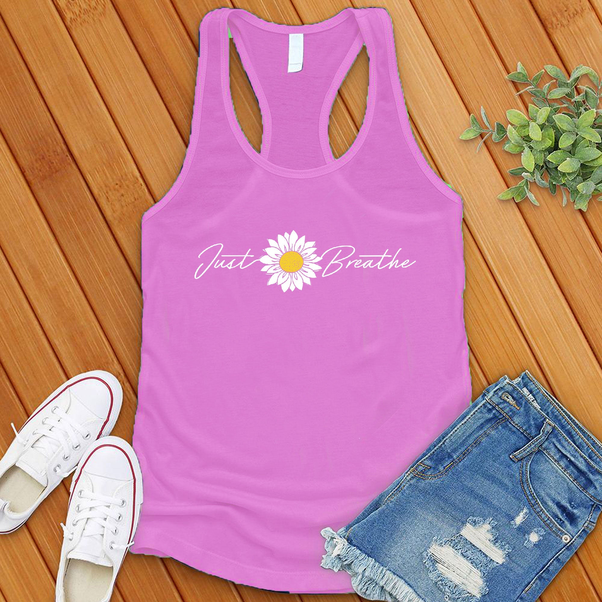 Just Breathe Flower Women's Tank Top - Love Tees