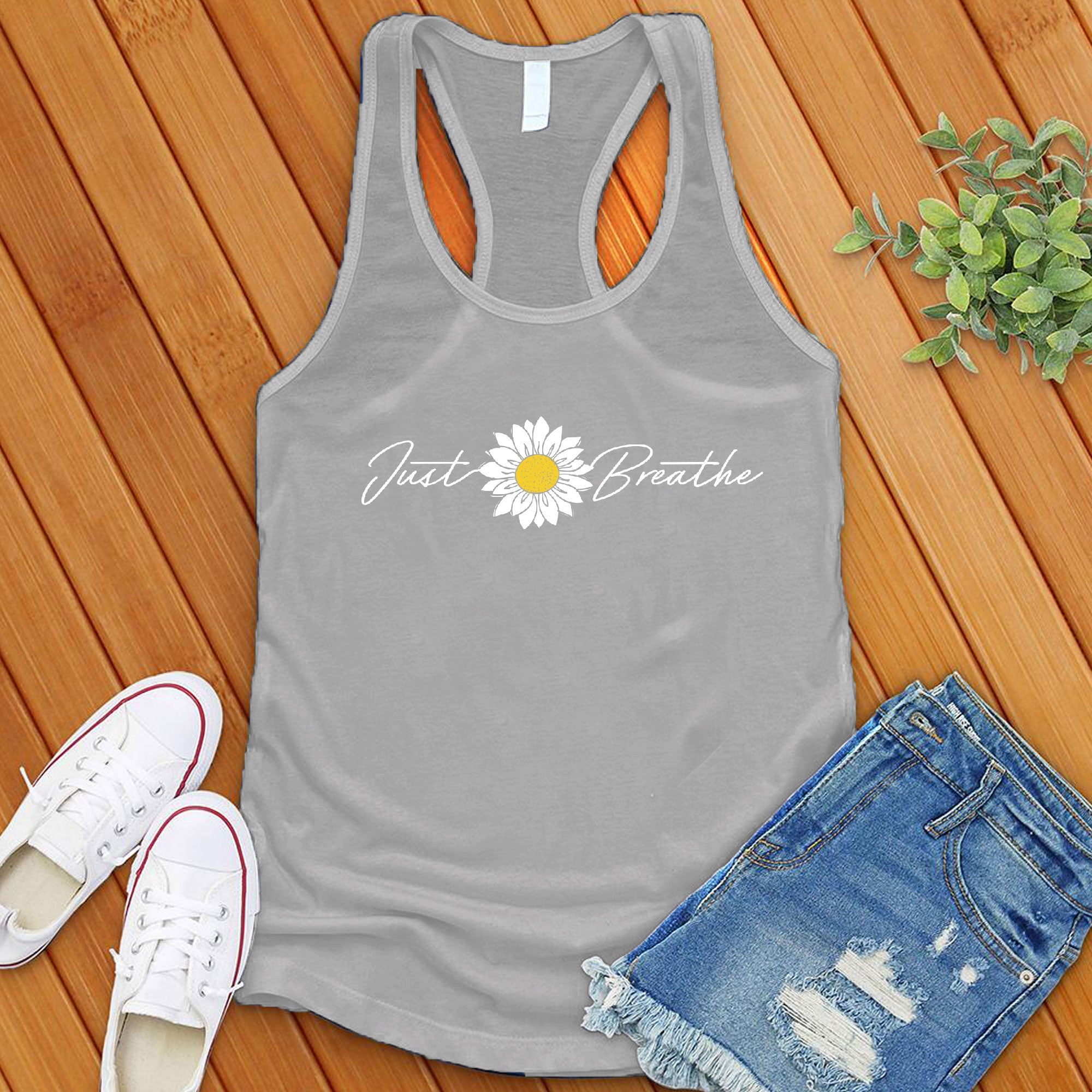 Just Breathe Flower Women's Tank Top - Love Tees