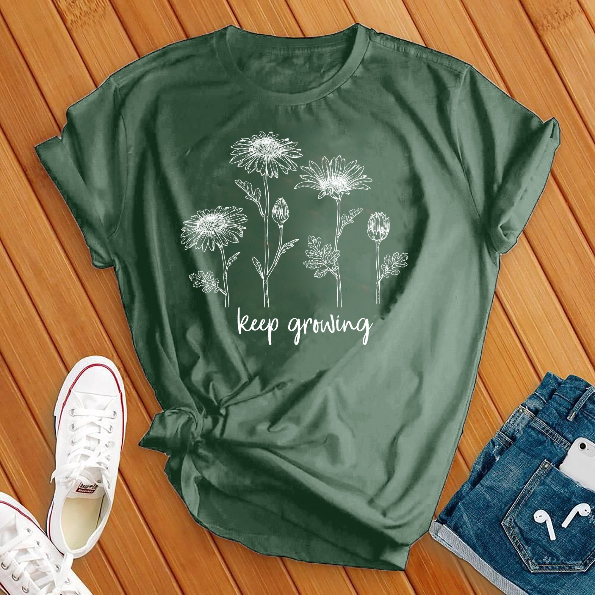 Keep Growing Inspirational Flowers Tee - Love Tees