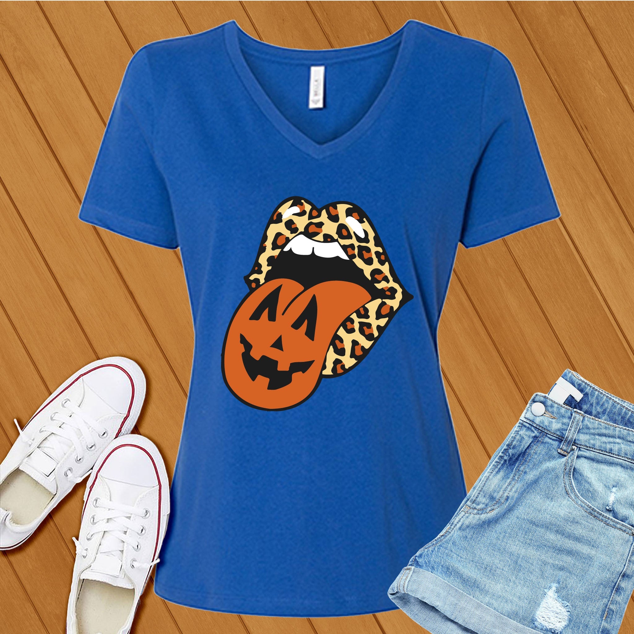 Leopard Lips Halloween V-Neck - Love Tees