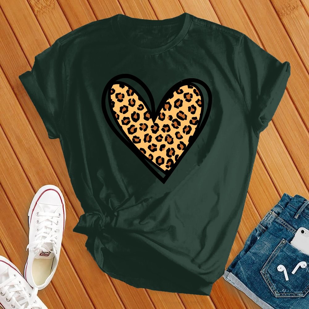 Leopard Print Cute Heart Tee - Love Tees