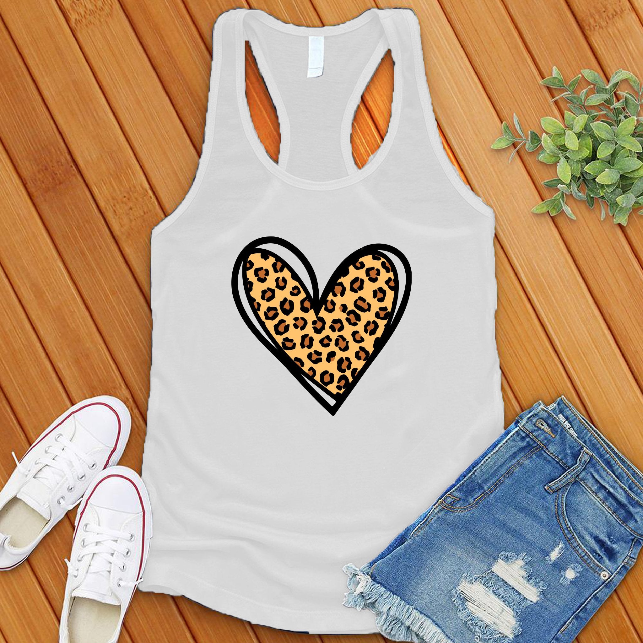 Leopard Print Cute Heart Women's Tank Top - Love Tees