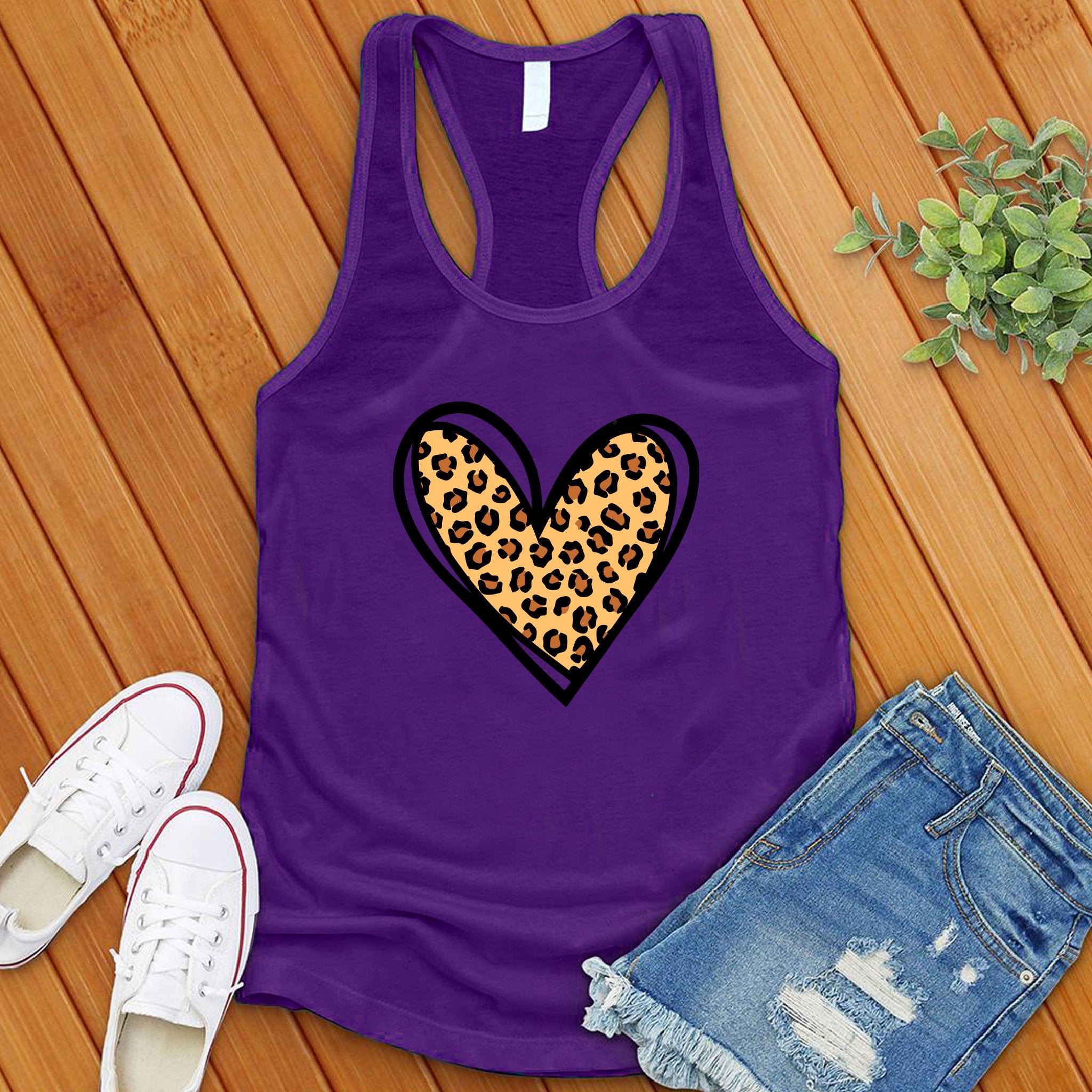 Leopard Print Cute Heart Women's Tank Top - Love Tees