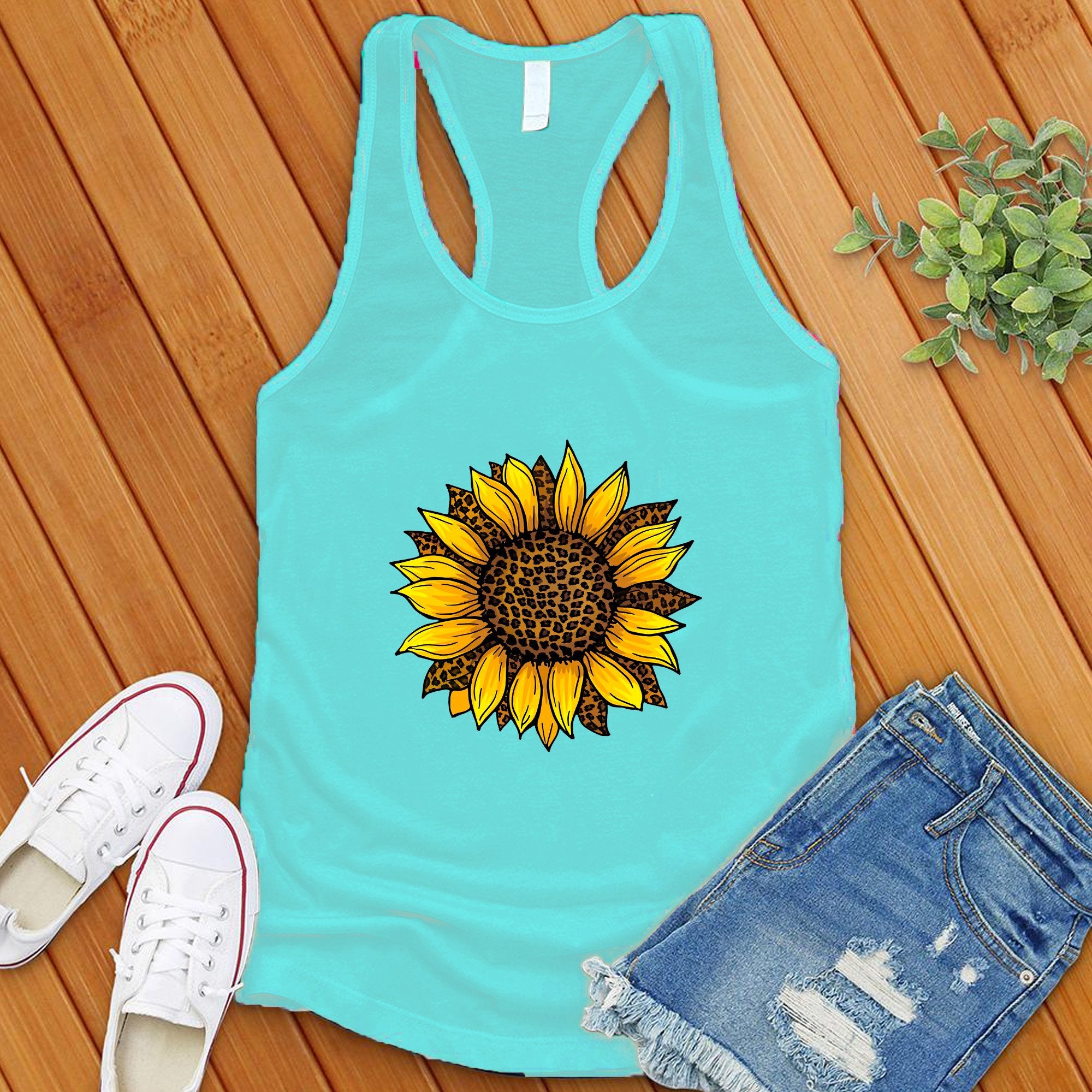 Leopard Sunflower Cute Women's Tank Top - Love Tees