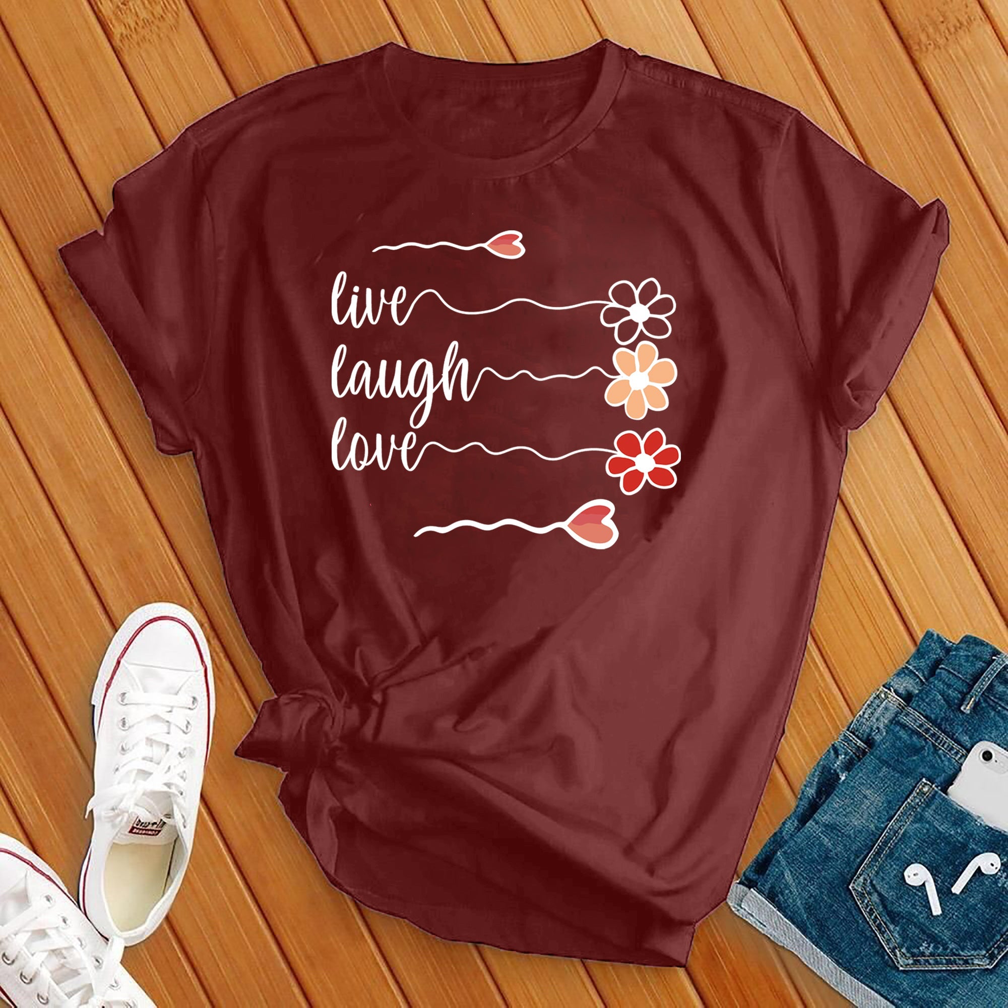 Live Laugh Love Flowers Tee - Love Tees