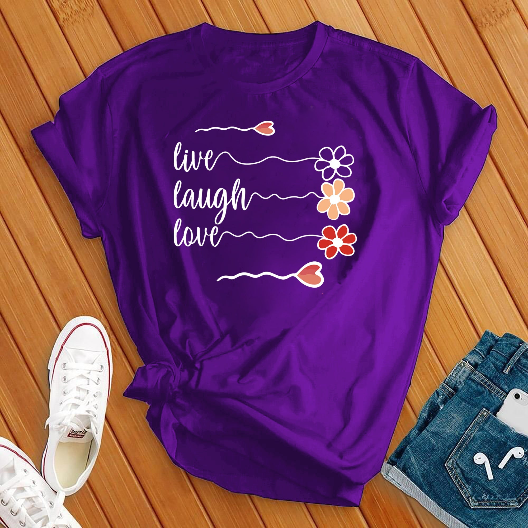 Live Laugh Love Flowers Tee - Love Tees