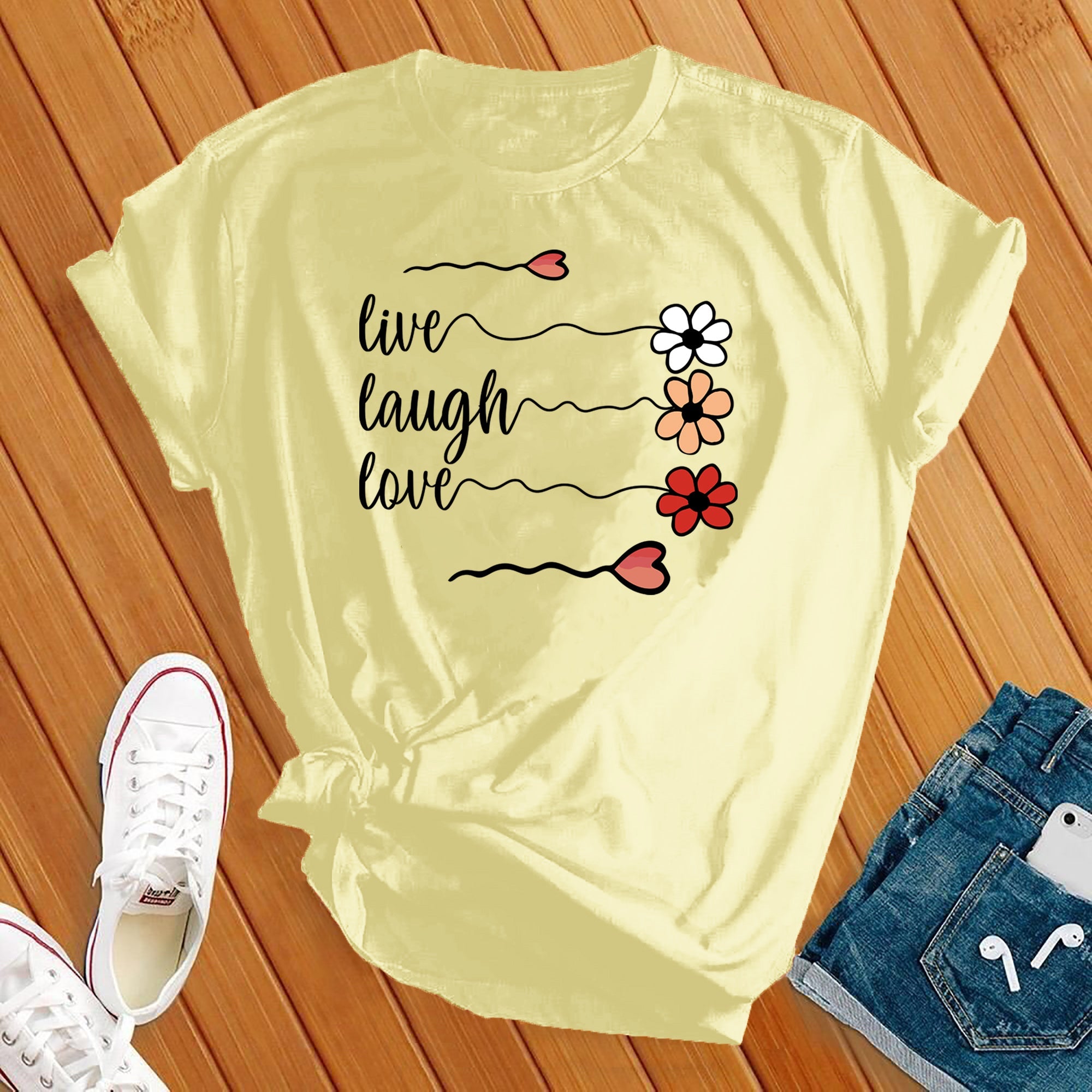 Live Laugh Love Flowers Tee - Love Tees