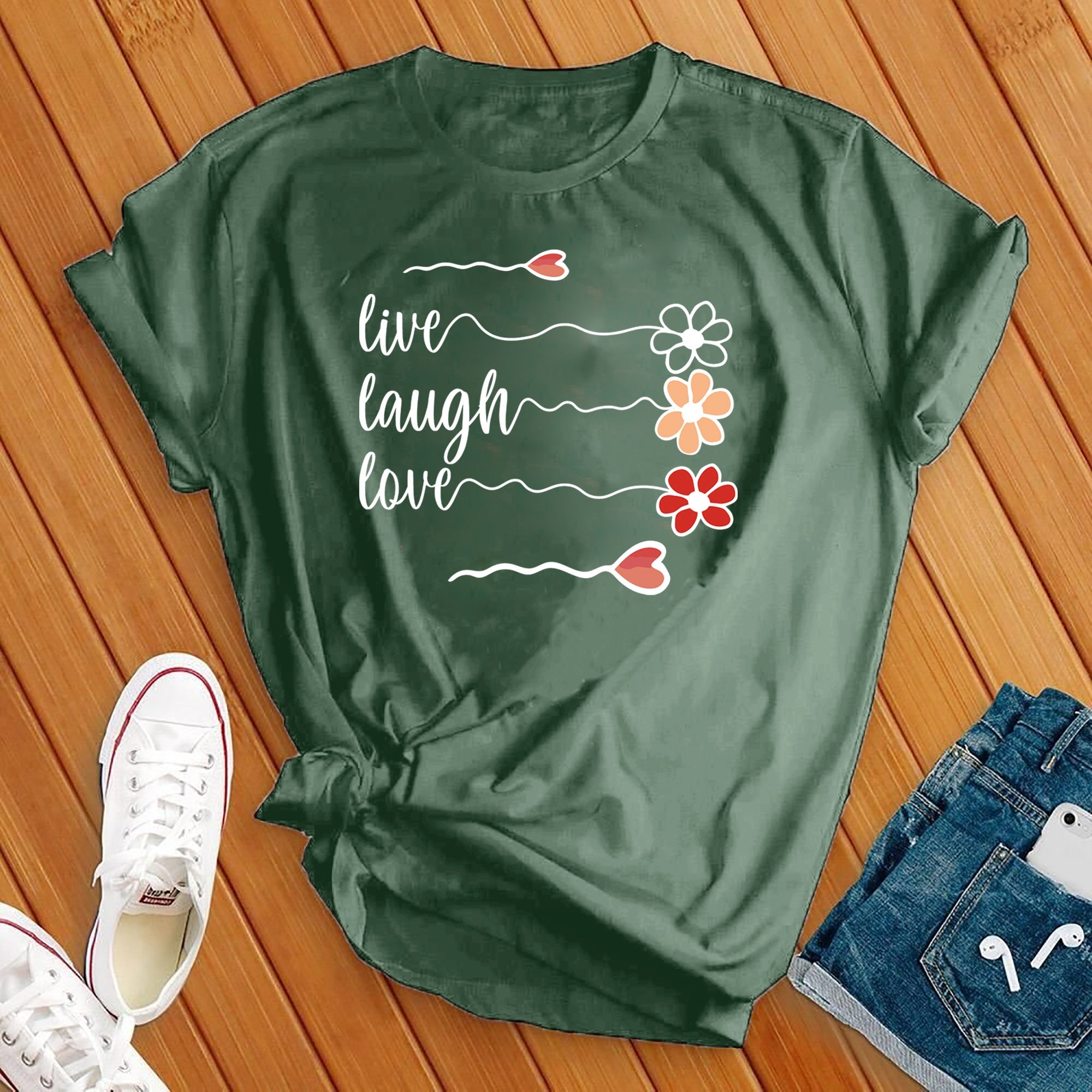 Live Laugh Love Flowers Tee - Love Tees