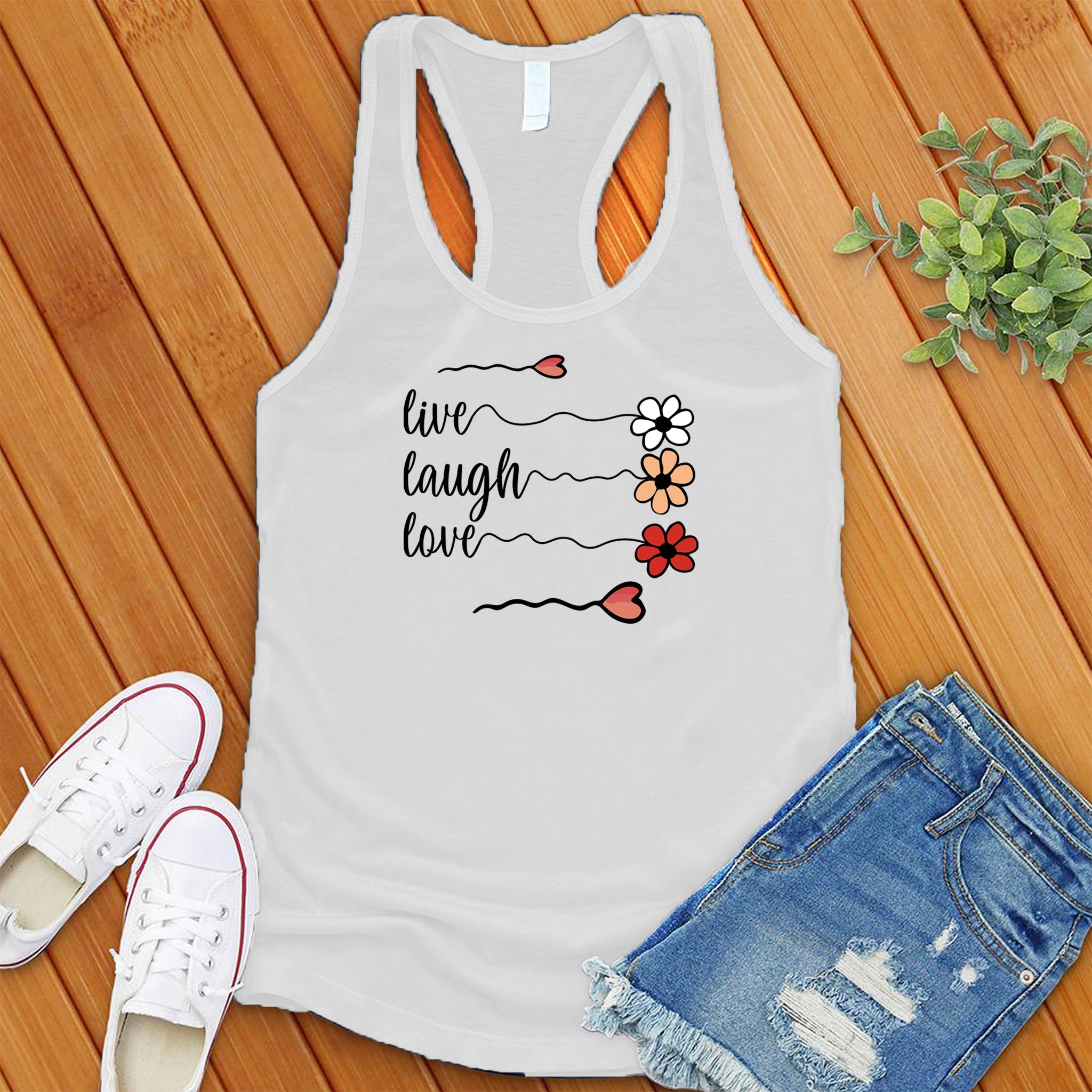 Live Laugh Love Flowers Women's Tank Top - Love Tees