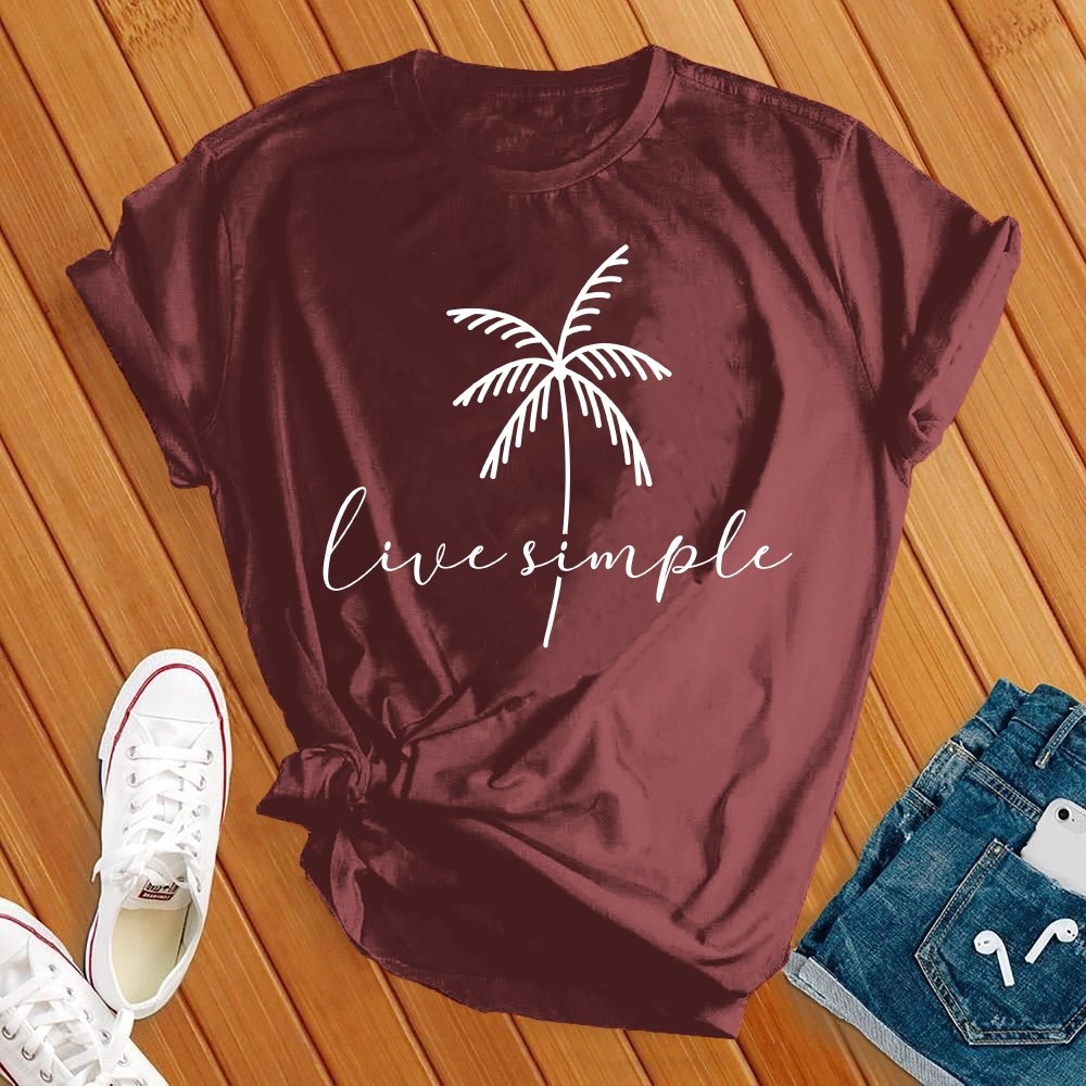 Live Simple Palm Tree Tee - Love Tees