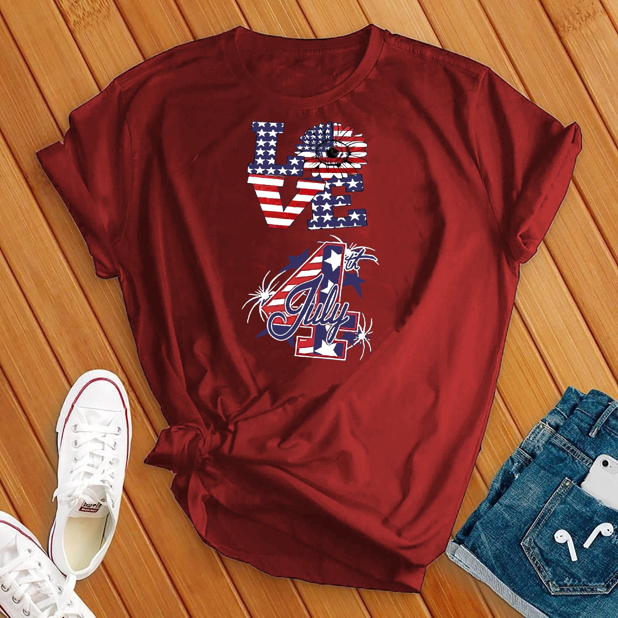 Love 4th Of July Flower Tee - Love Tees