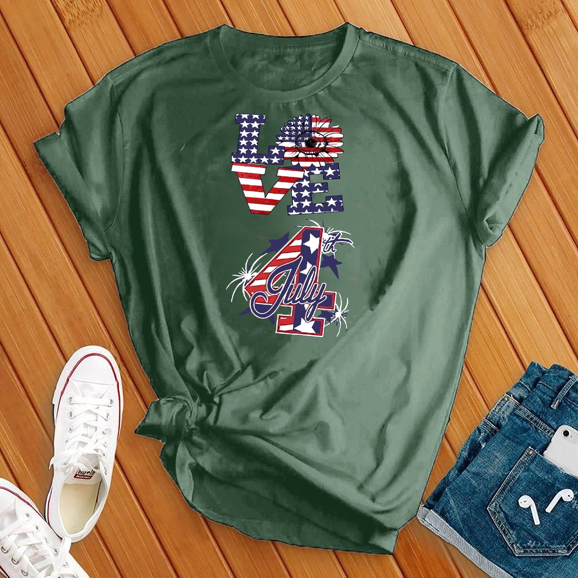 Love 4th Of July Flower Tee - Love Tees