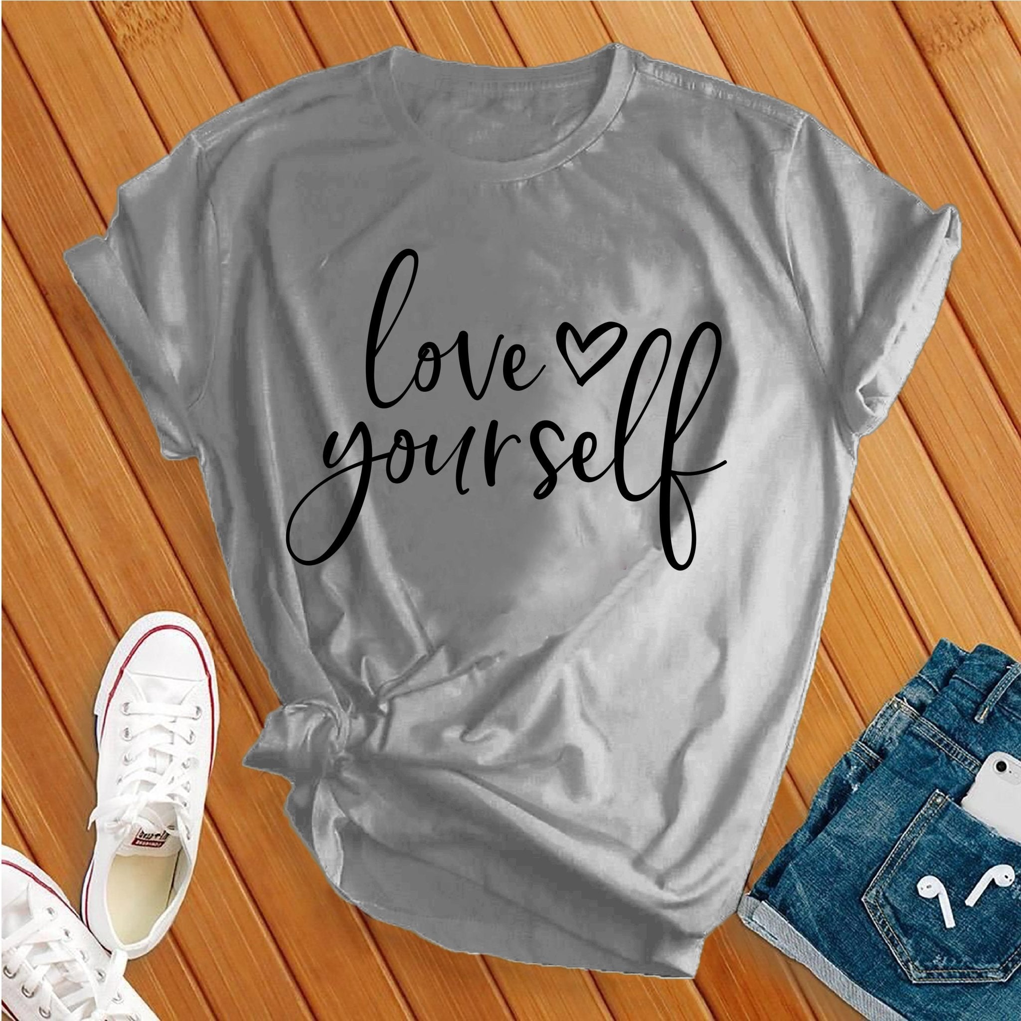 Love Yourself Heart Black Tee - Love Tees