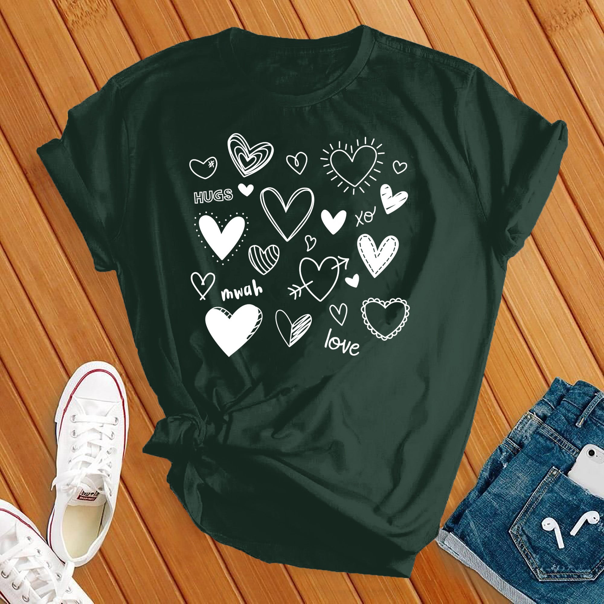 Loveheart Collage White Tee - Love Tees