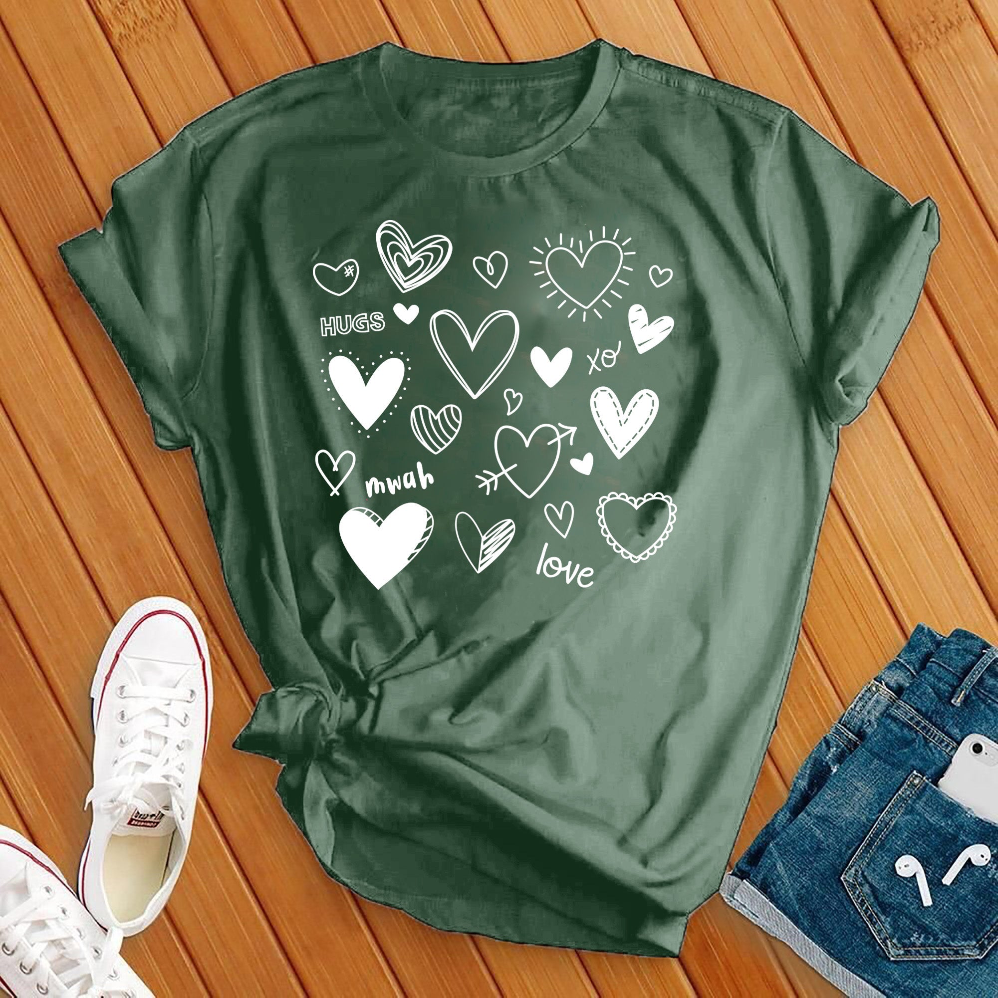 Loveheart Collage White Tee - Love Tees