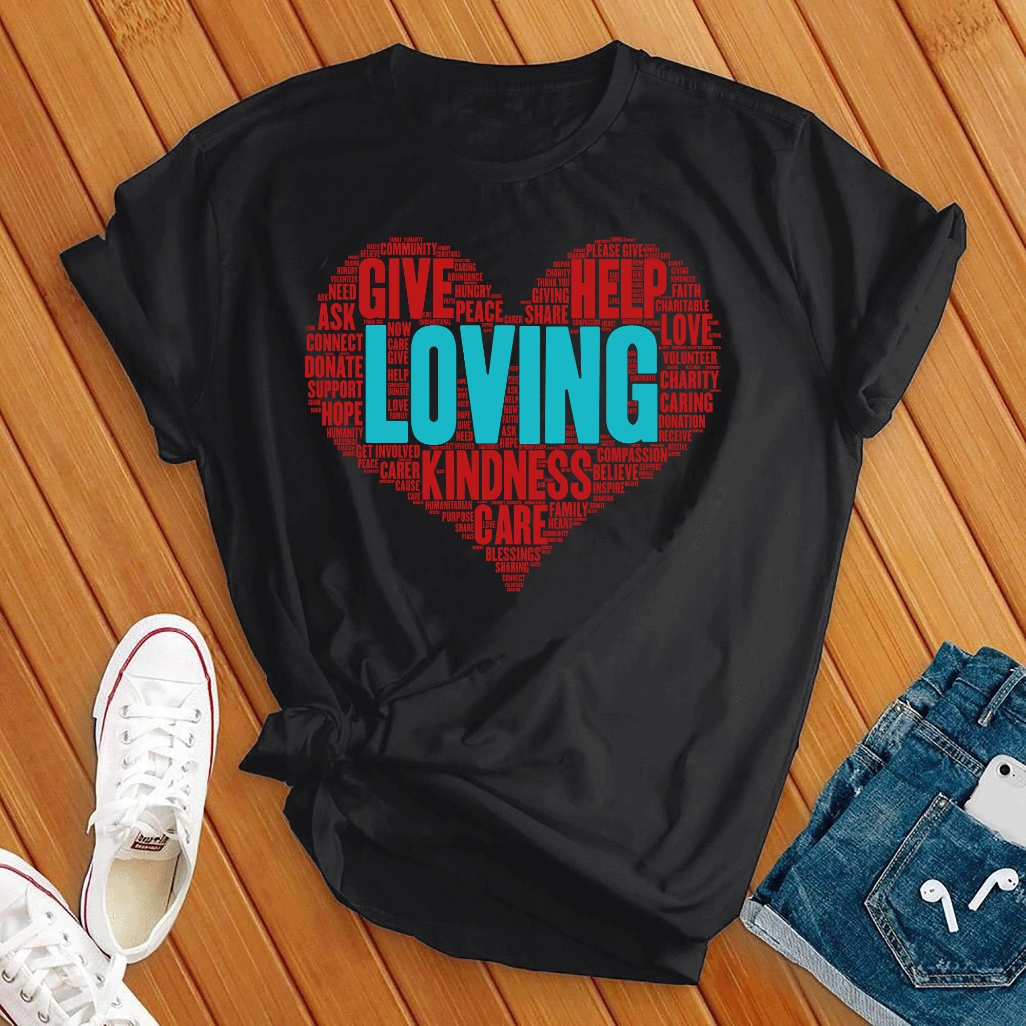 Loving Heart Wordart Tee - Love Tees