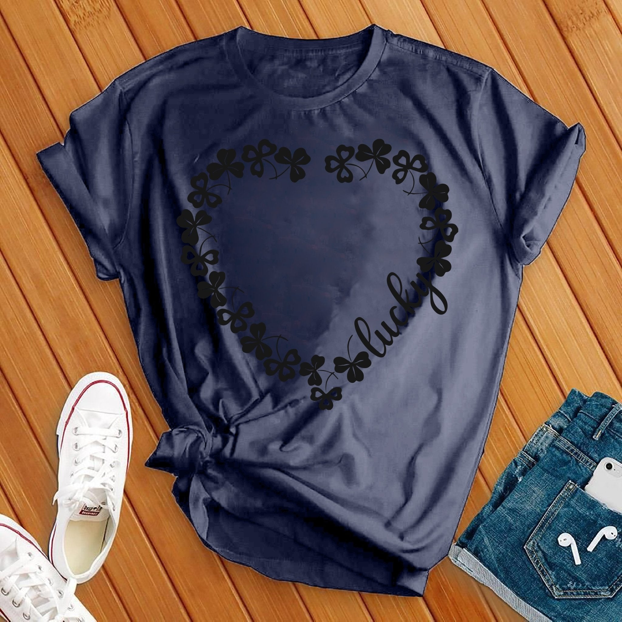 Lucky Heart Shamrocks Tee - Love Tees