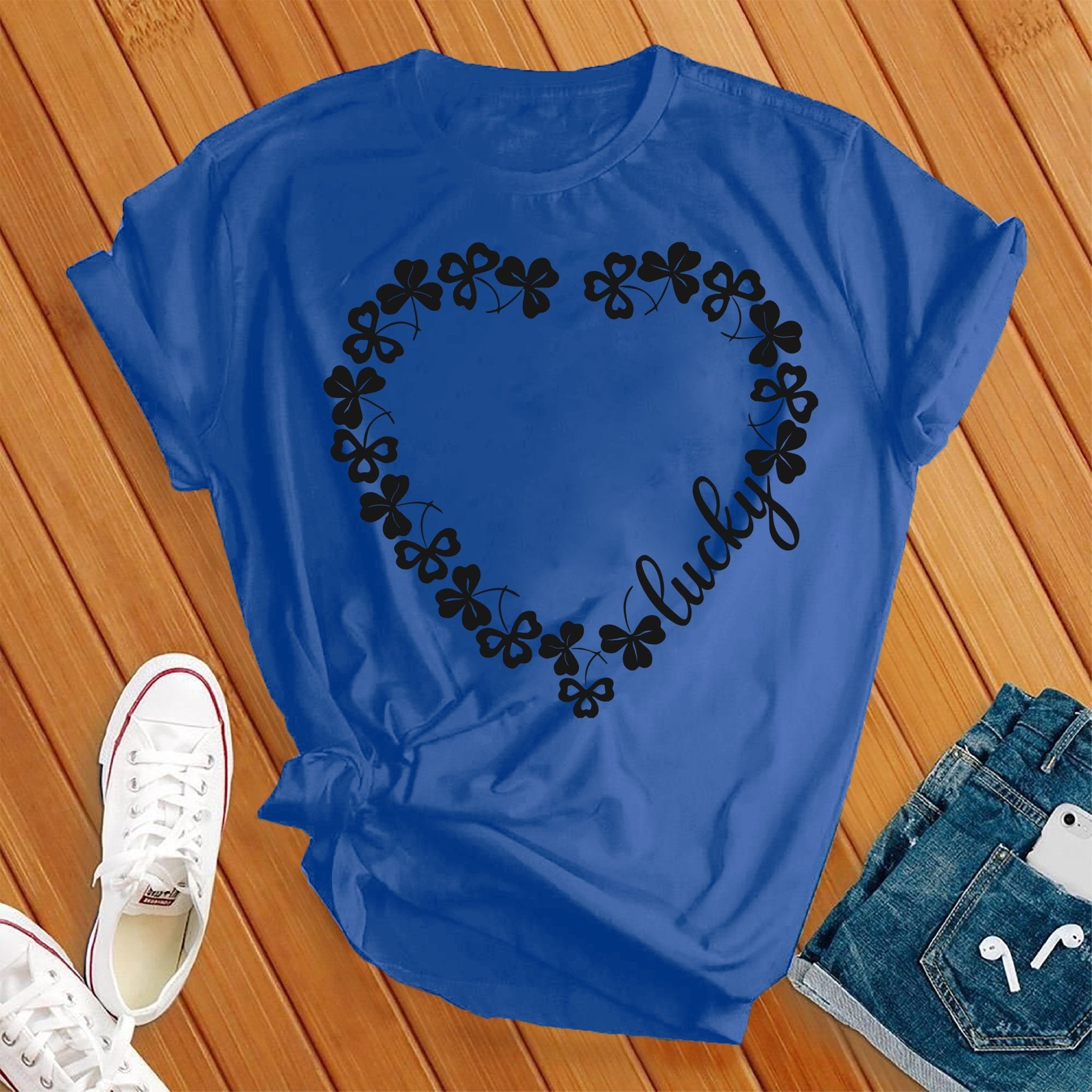 Lucky Heart Shamrocks Tee - Love Tees