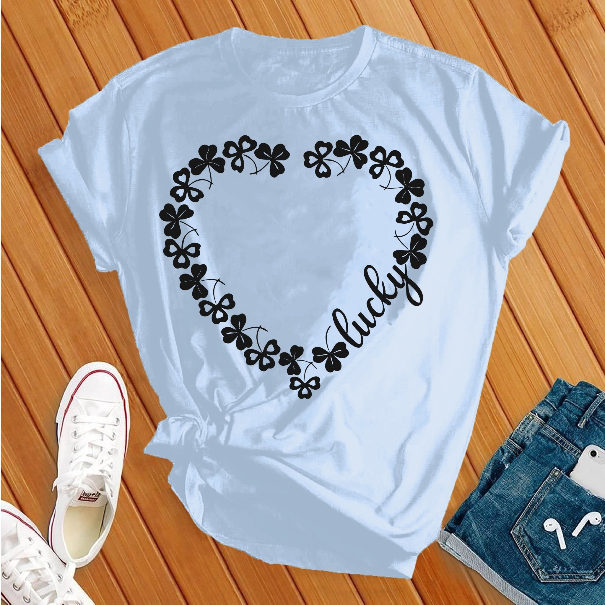 Lucky Heart Shamrocks Tee - Love Tees