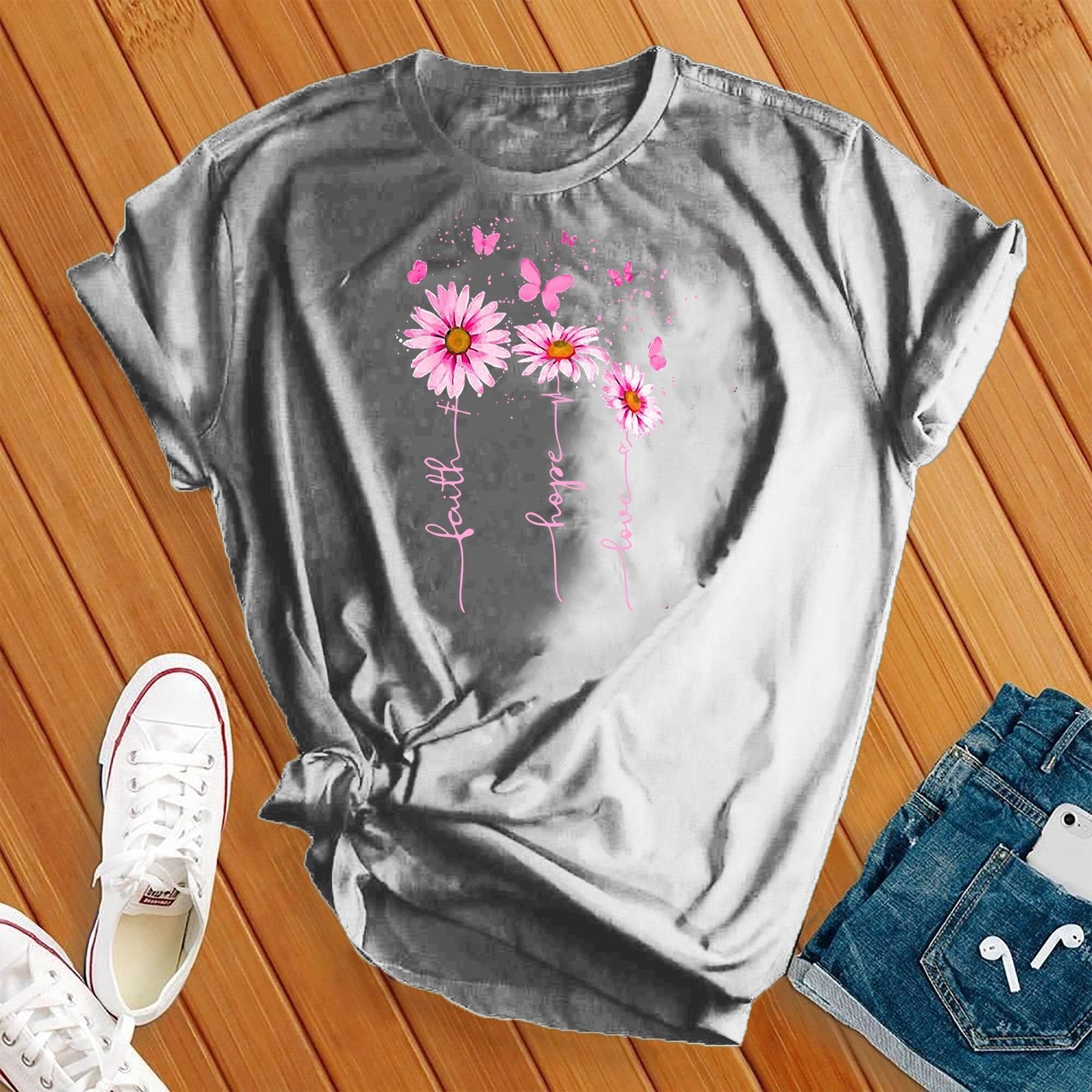 Neon Faith Hope Love Flower Tee - Love Tees