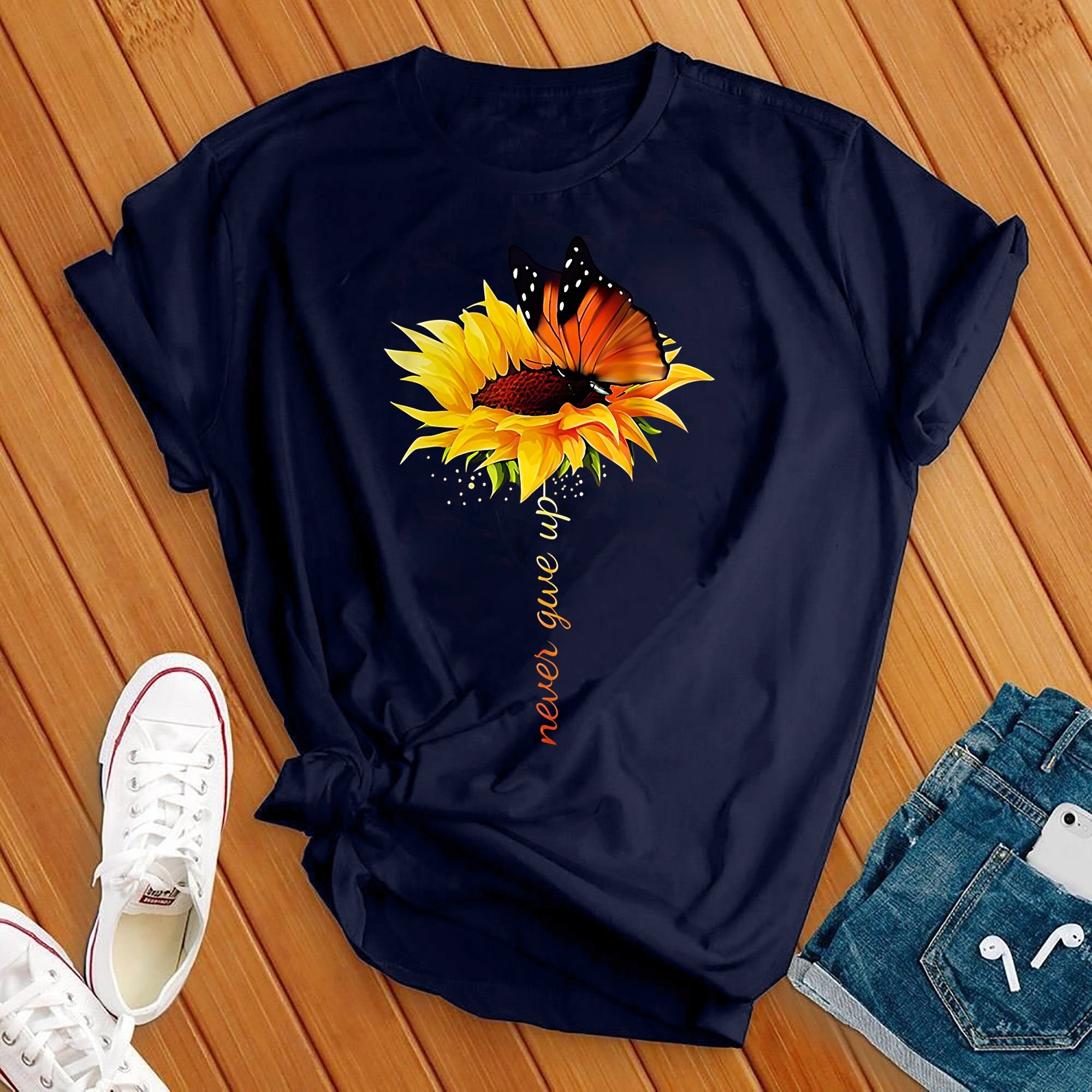 Never Give Up Flower Tee - Love Tees