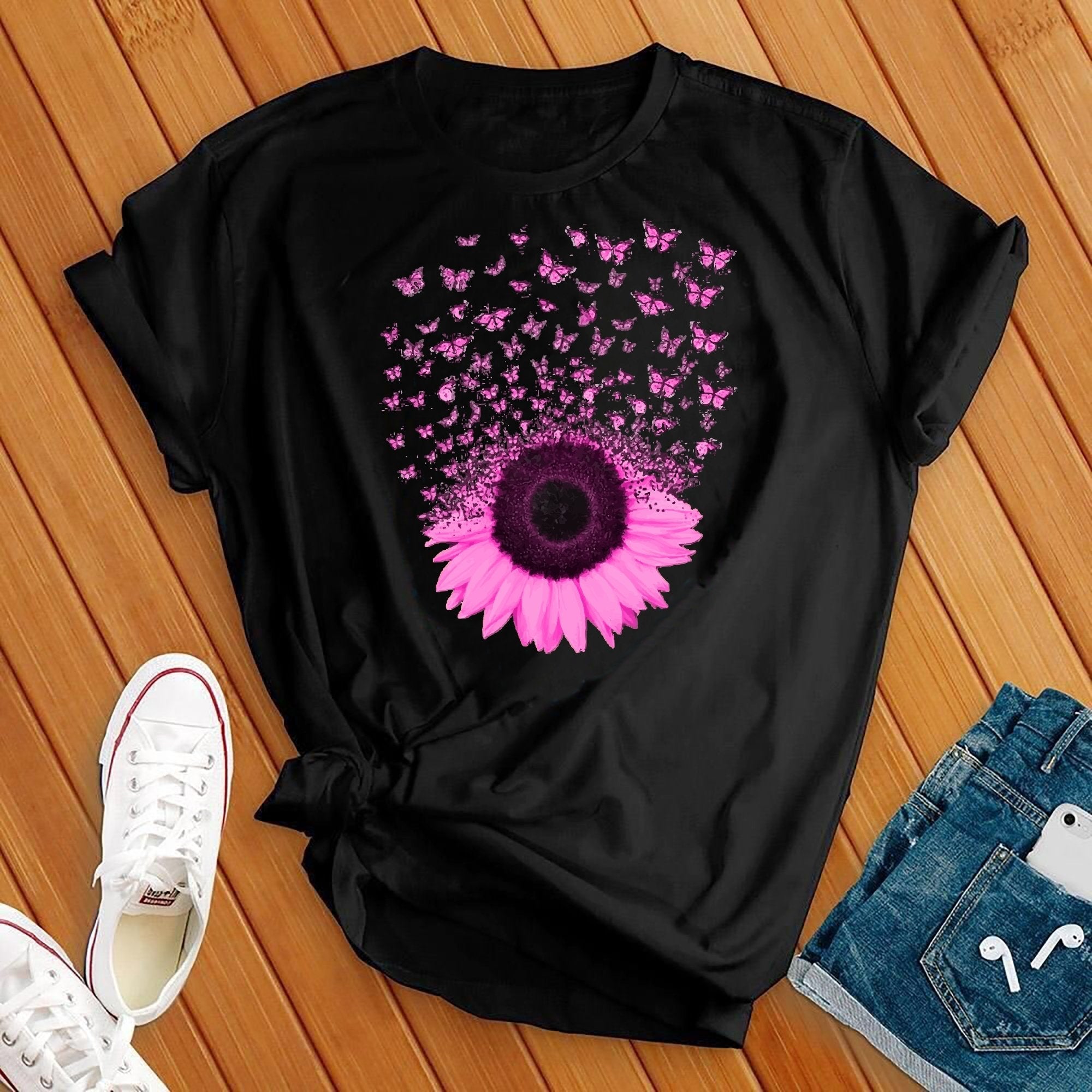 Pink Butterfly Sunflower Tee - Love Tees