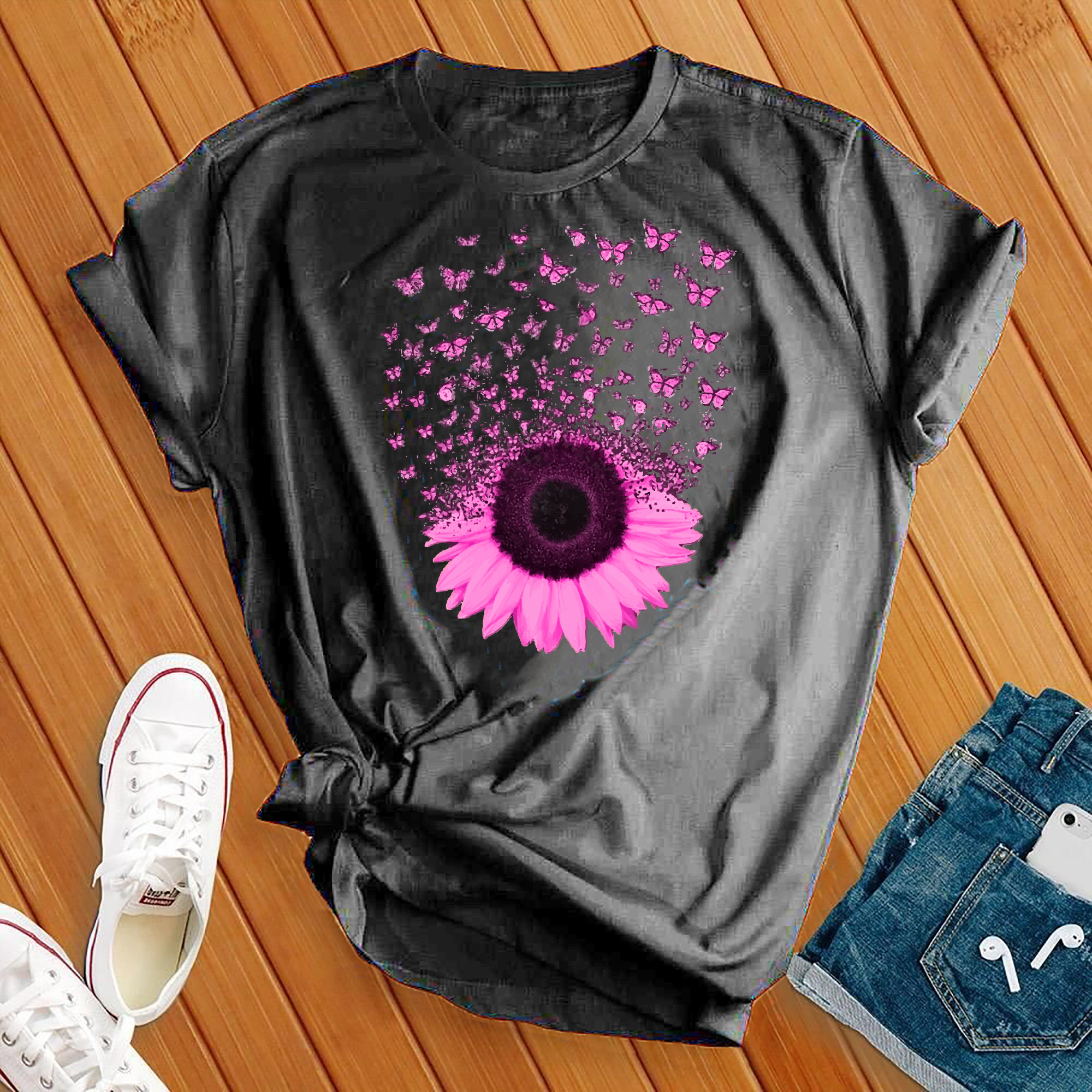 Pink Butterfly Sunflower Tee