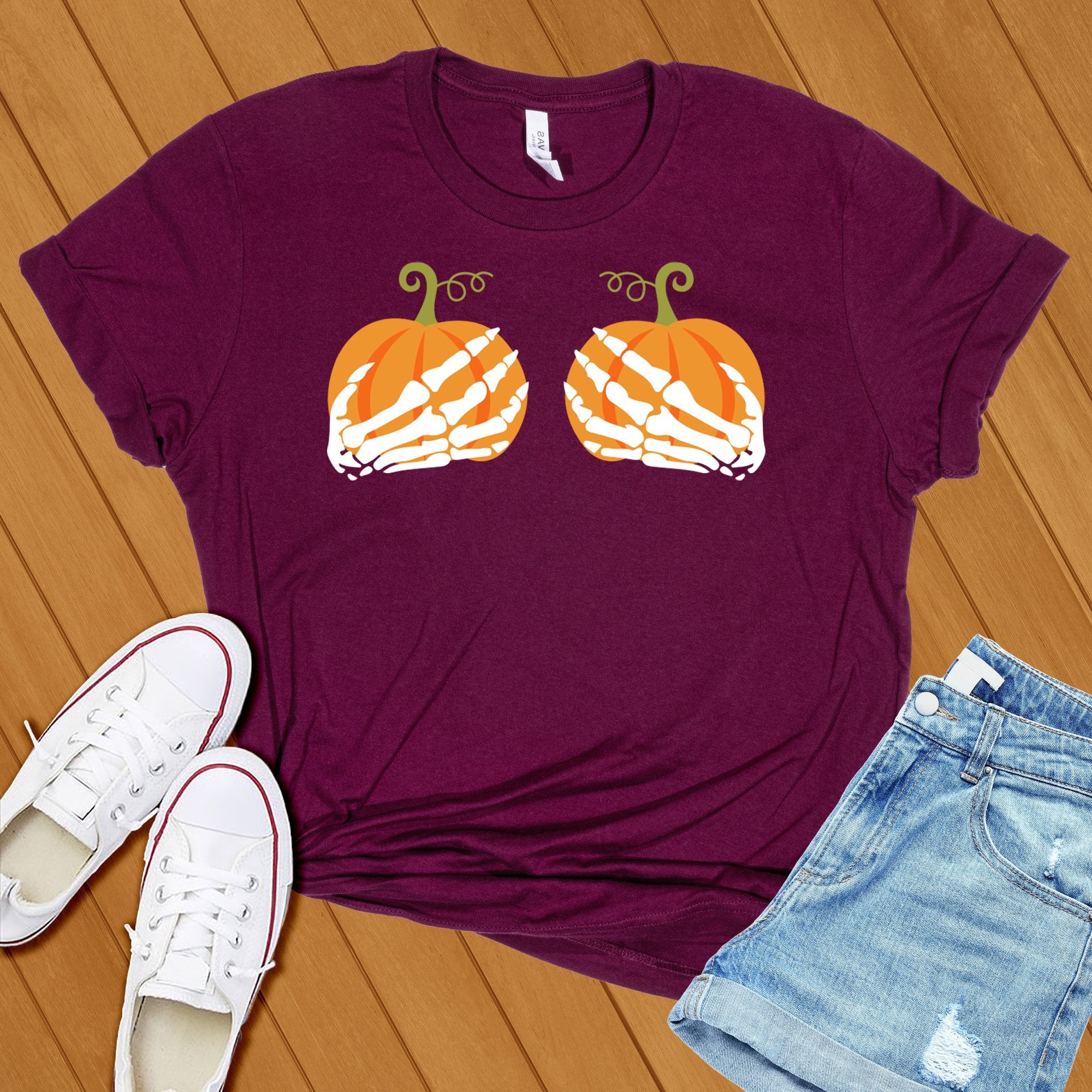 Pumpkin Skeleton Hands Tee - Love Tees