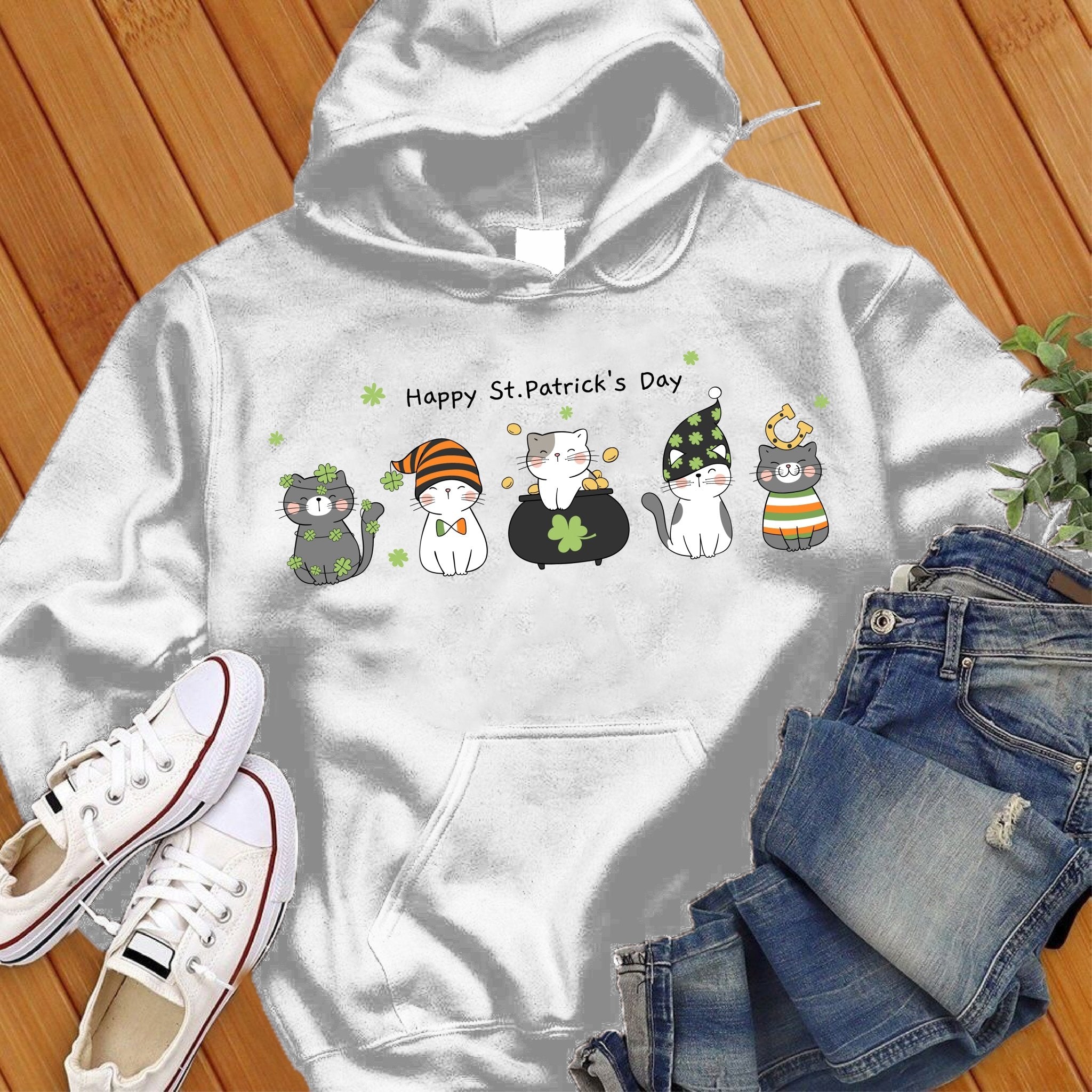 Saint Patrick's Day Cats Hoodie - Love Tees