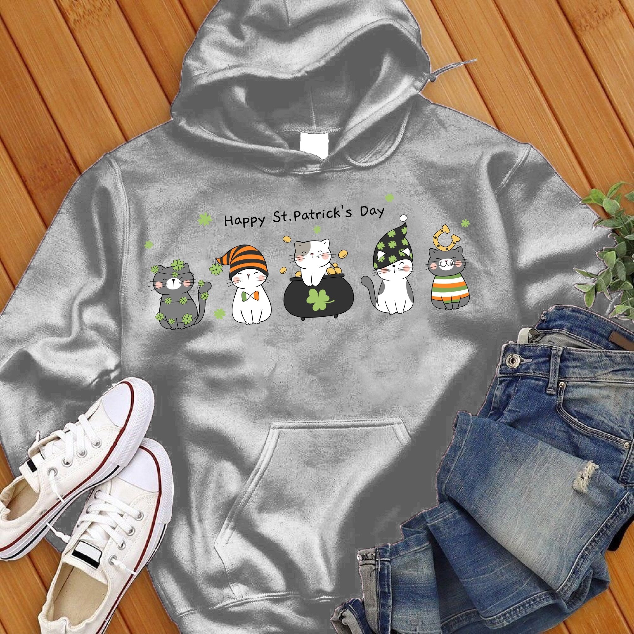 Saint Patrick's Day Cats Hoodie - Love Tees