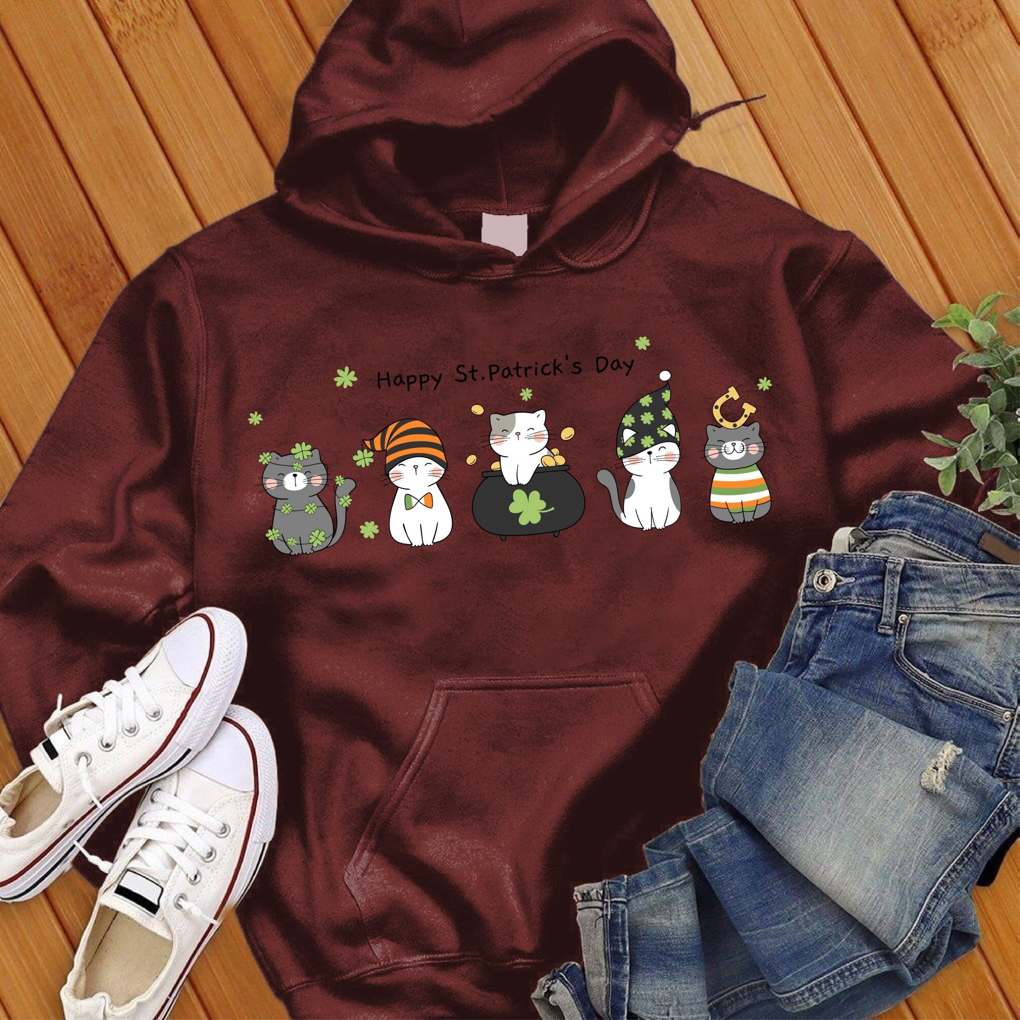 Saint Patrick's Day Cats Hoodie - Love Tees