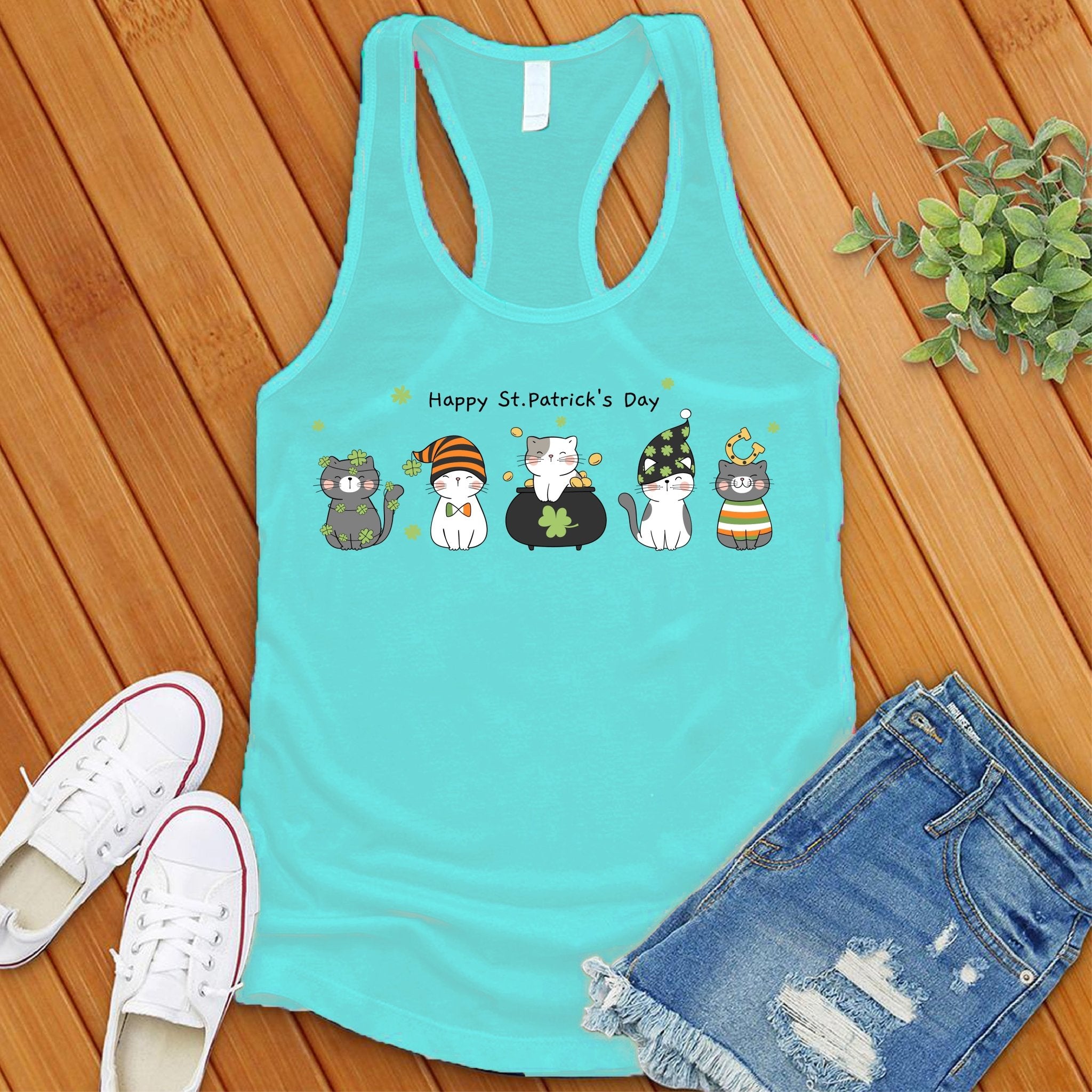 Saint Patrick's Day Cats Women's Tank Top - Love Tees