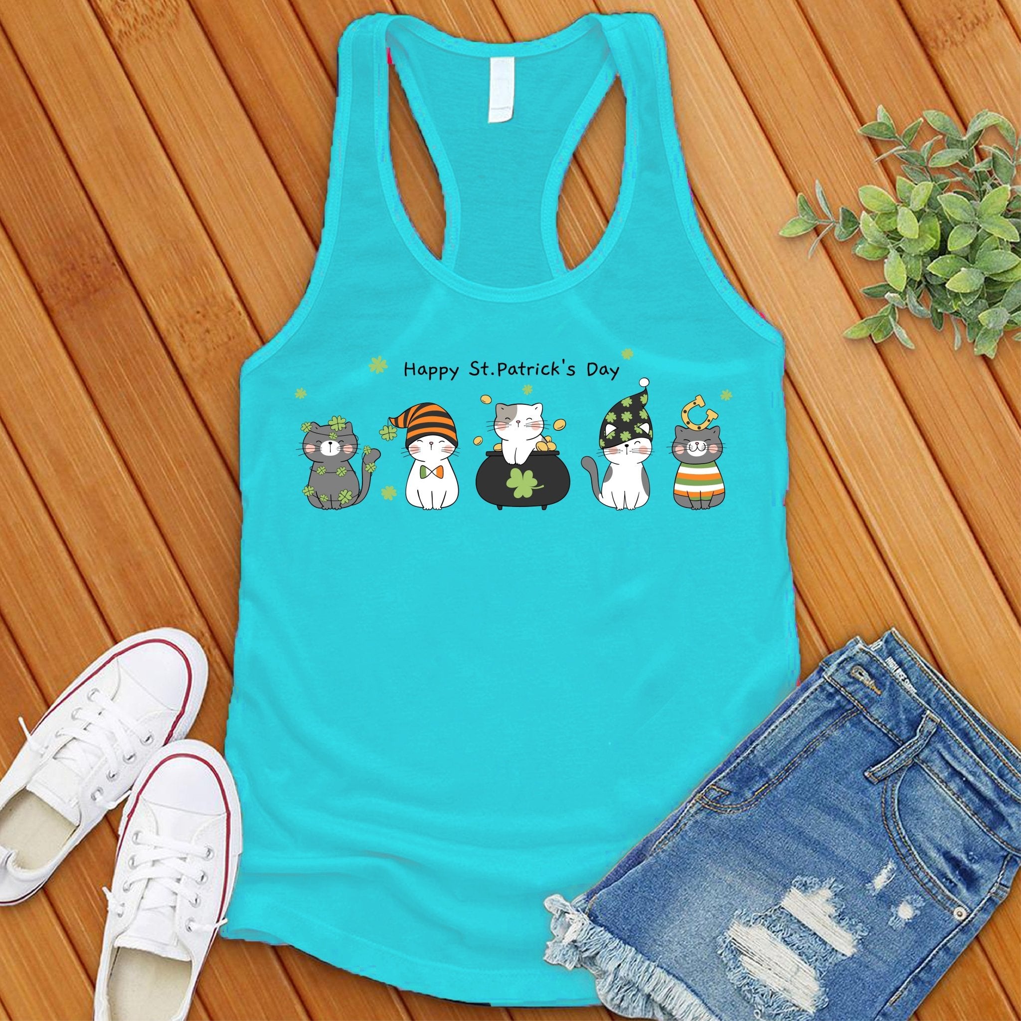 Saint Patrick's Day Cats Women's Tank Top - Love Tees