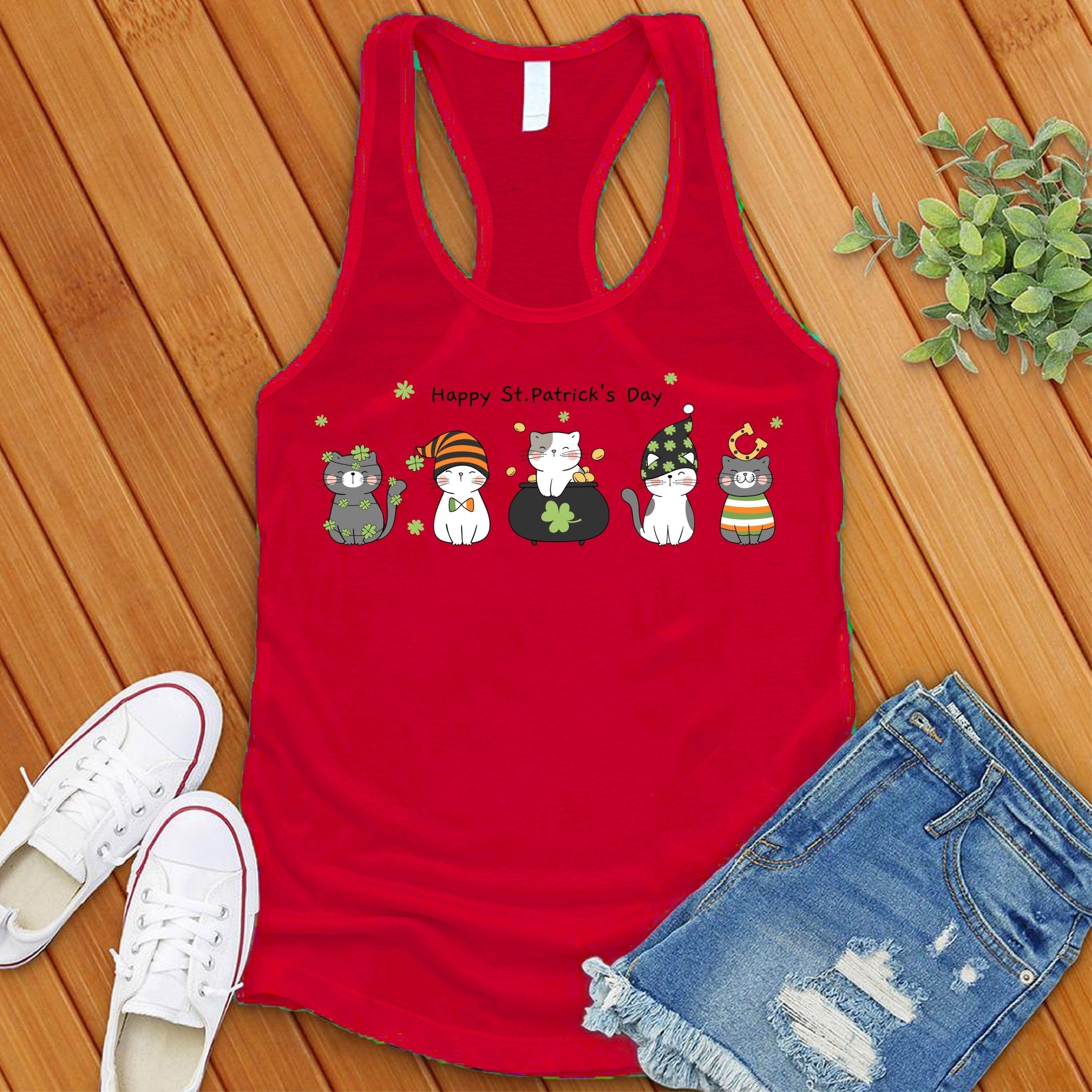 Saint Patrick's Day Cats Women's Tank Top - Love Tees