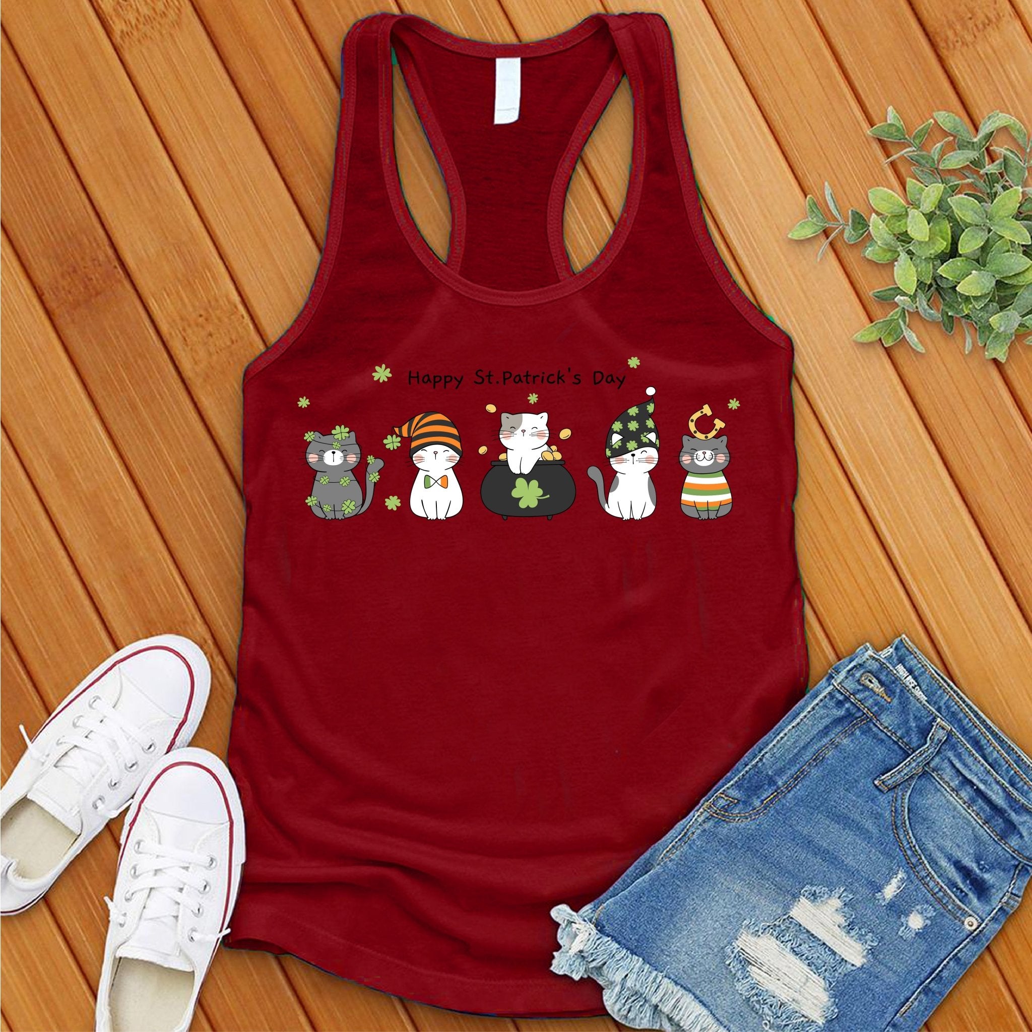 Saint Patrick's Day Cats Women's Tank Top - Love Tees