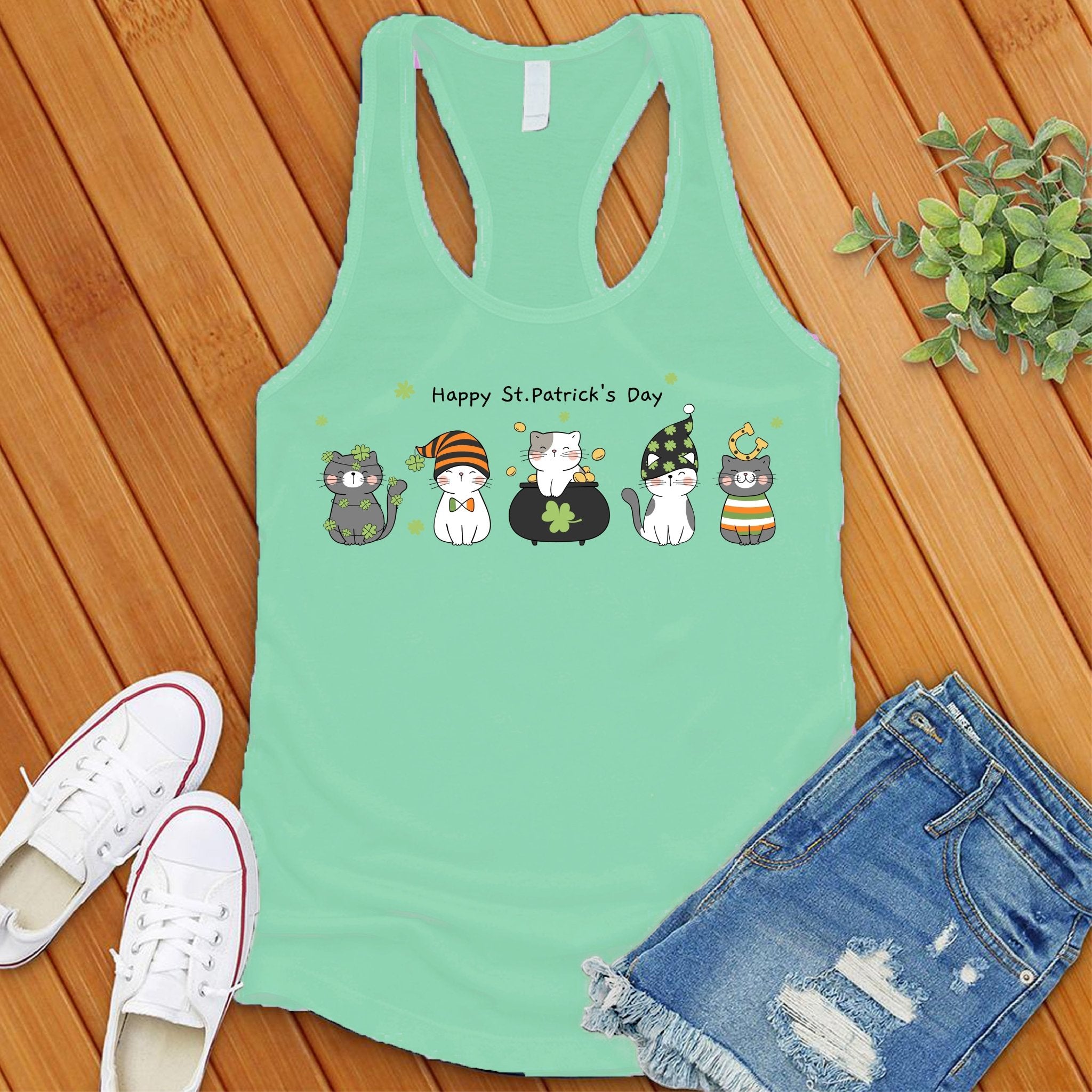 Saint Patrick's Day Cats Women's Tank Top - Love Tees