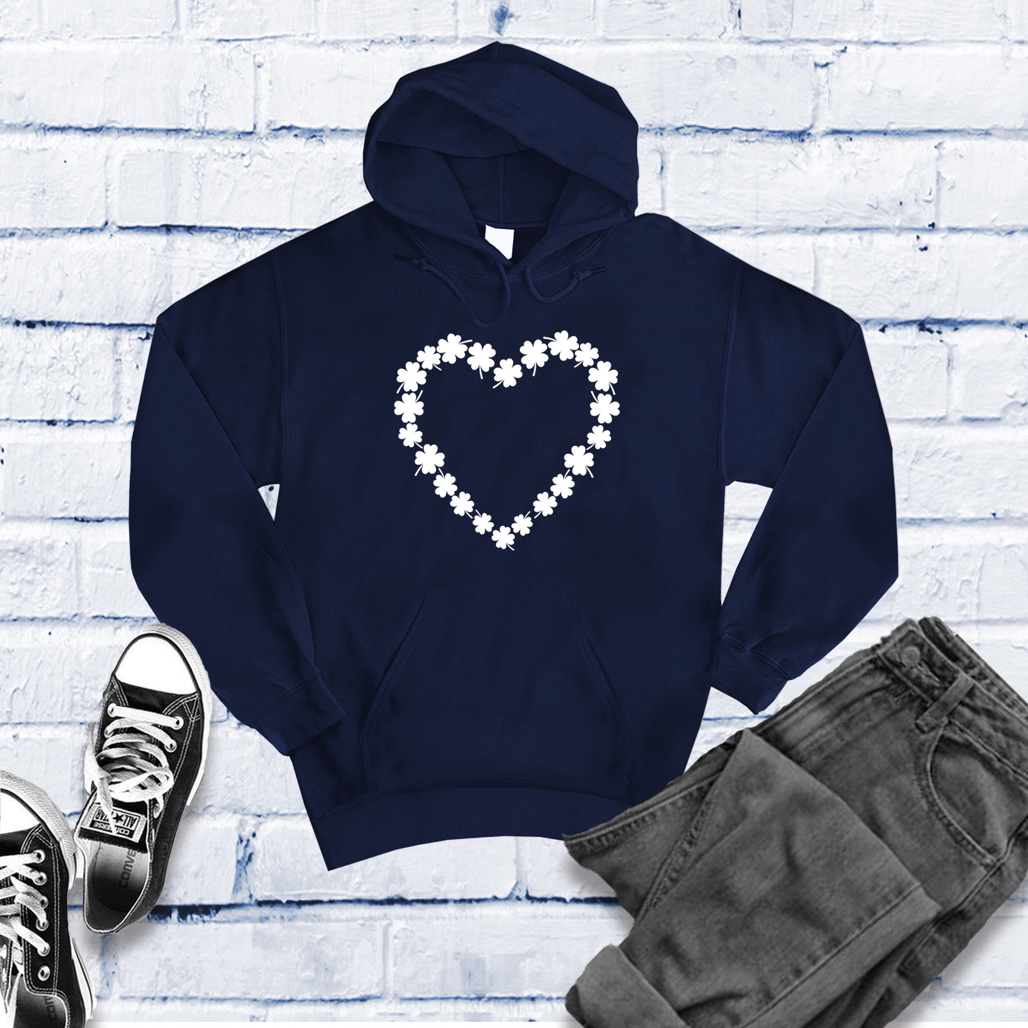 Saint Patrick's Day Heart Shamrocks Hoodie - Love Tees