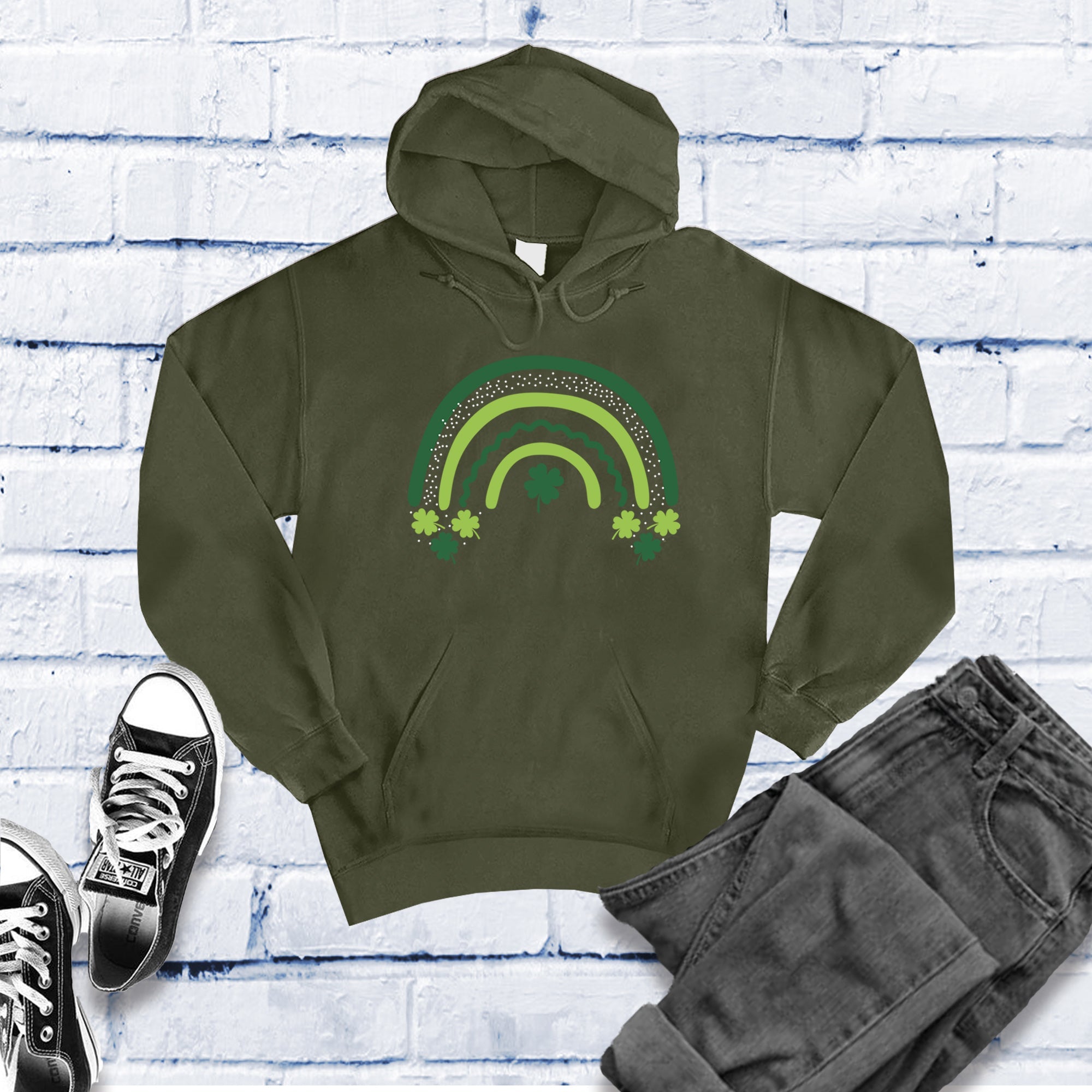 Saint Patrick's Day Shamrock Rainbow Hoodie - Love Tees