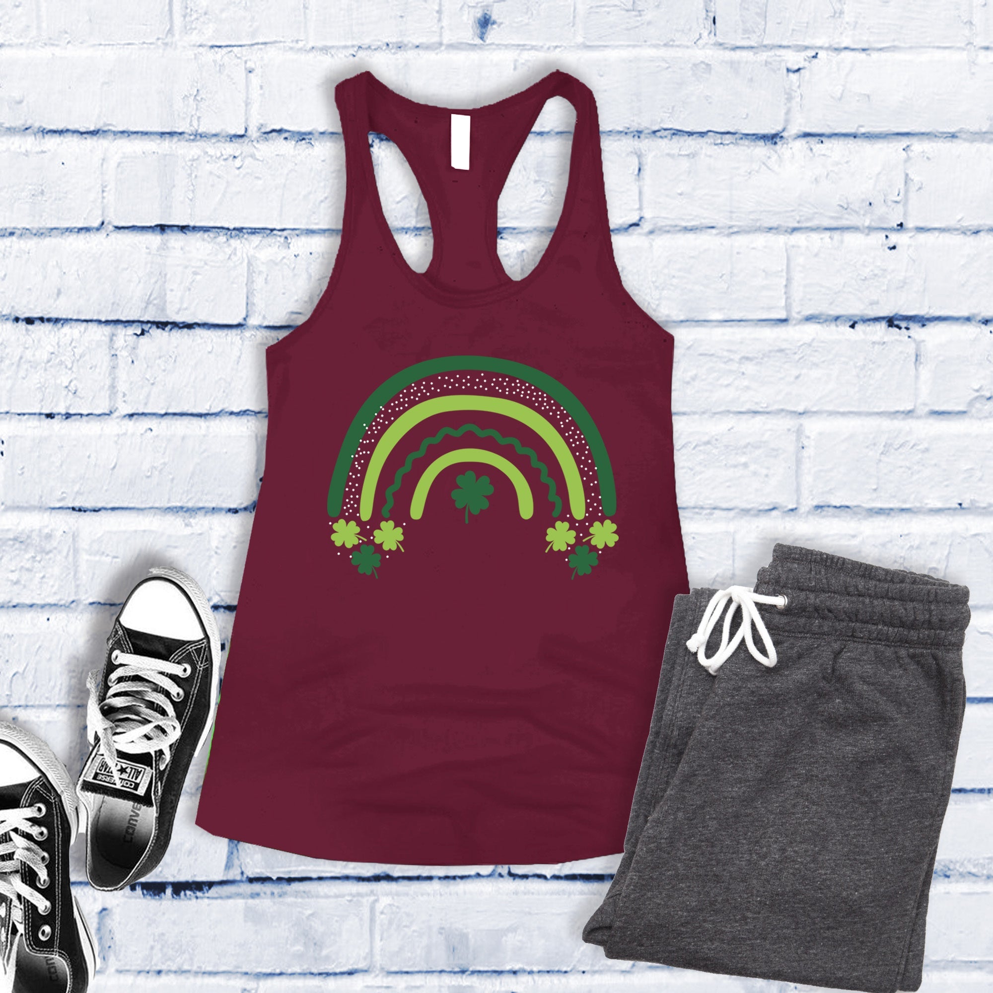 Saint Patrick's Day Shamrock Rainbow Women's Tank Top - Love Tees