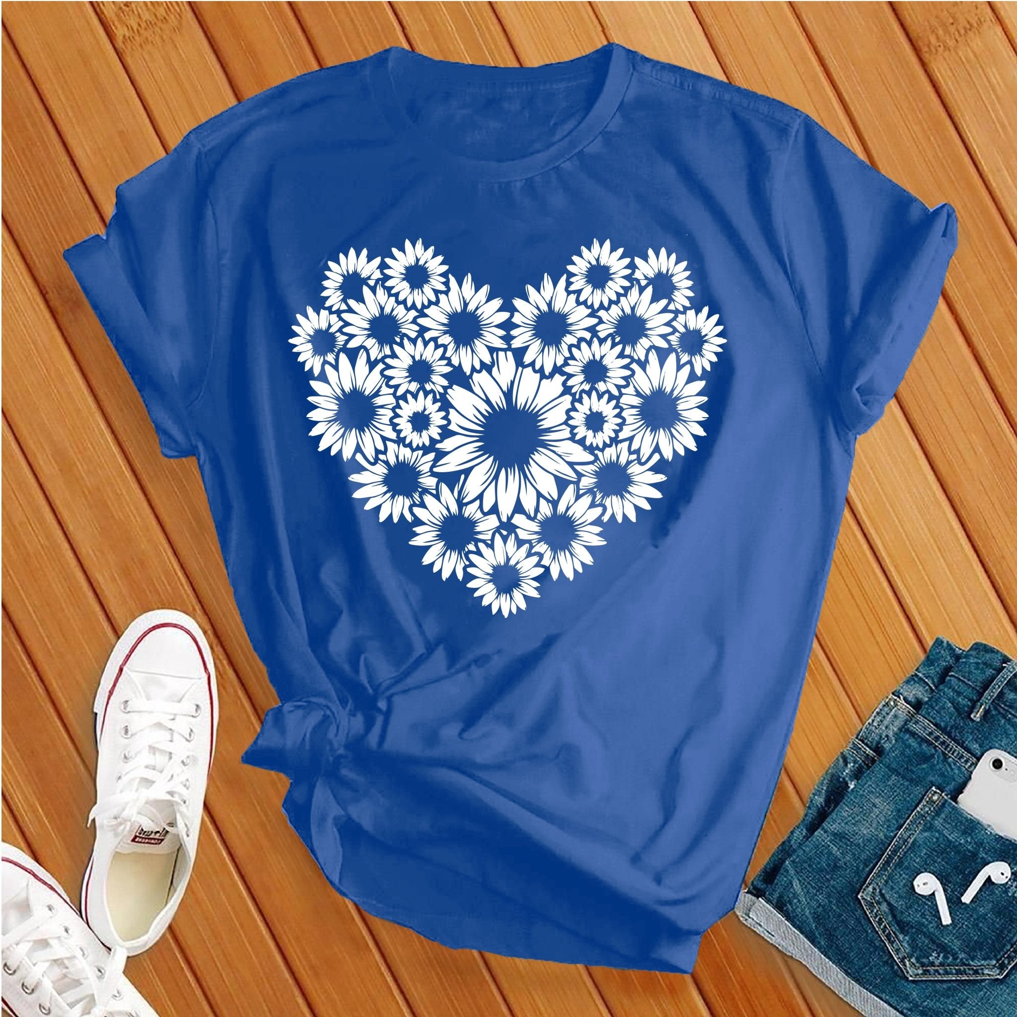 Simple Flowers Heart Tee - Love Tees