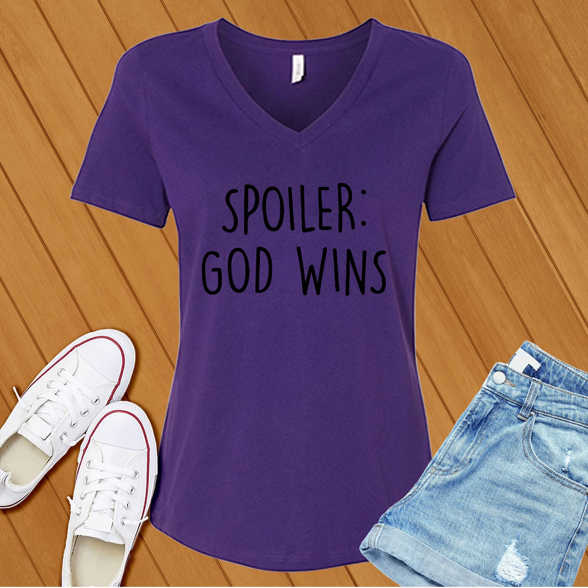 Spoiler: God Wins V-Neck - Love Tees